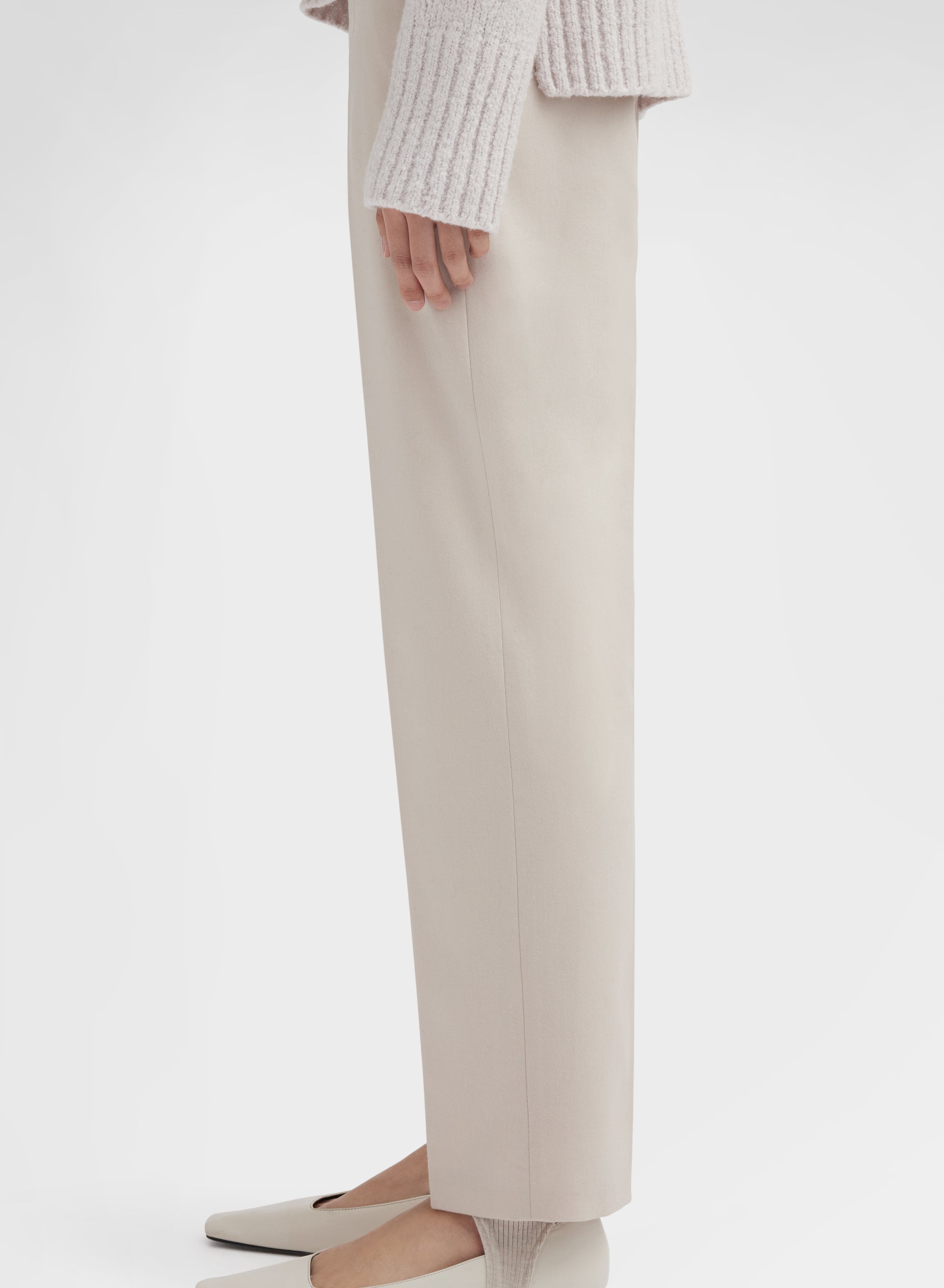 WOOL CASHMERE STRETCH FLANNEL PANTS CHANTILLY