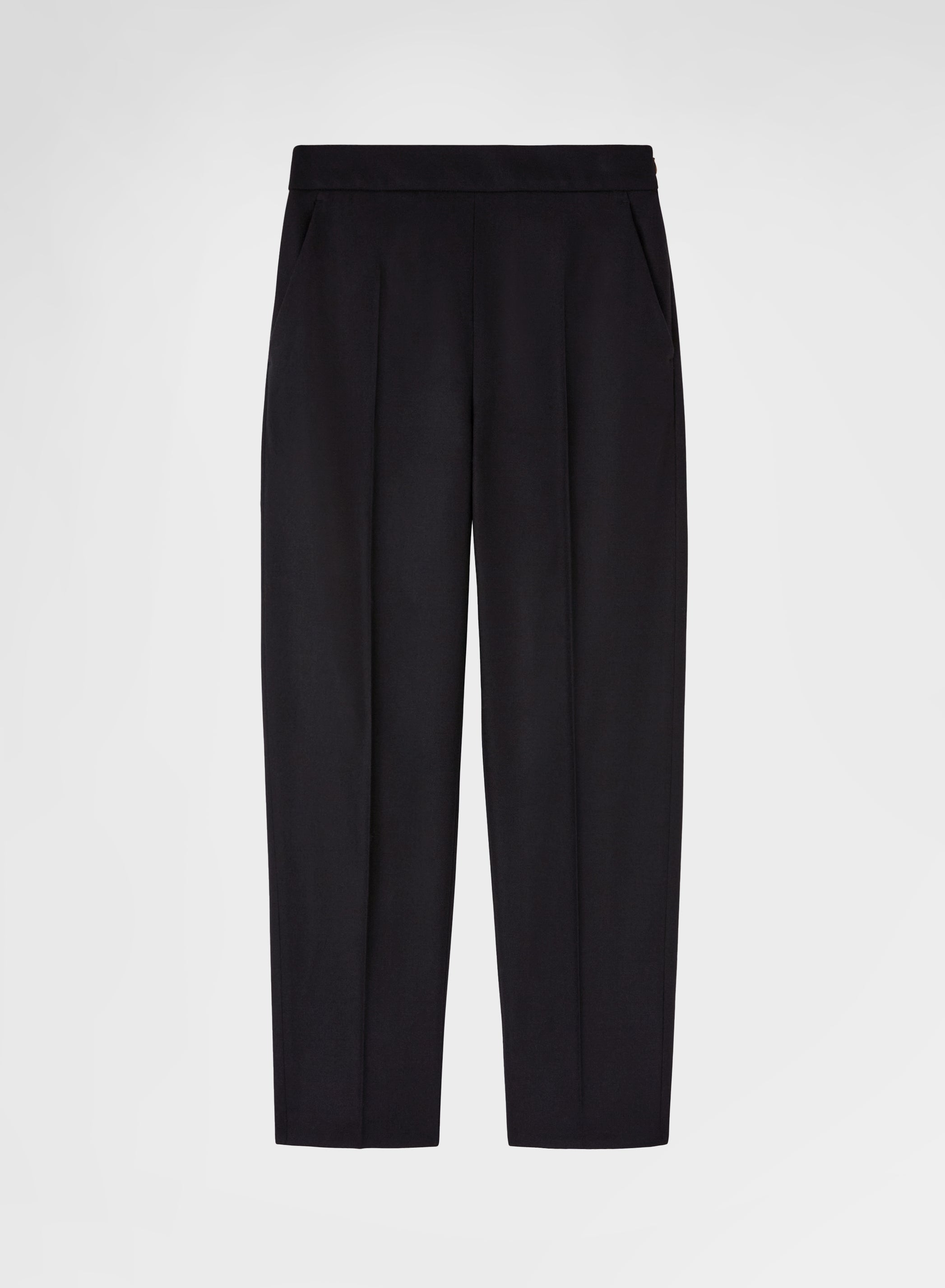 WOMEN WOOL CASHMERE STRETCH FLANNEL PANTS BLACK