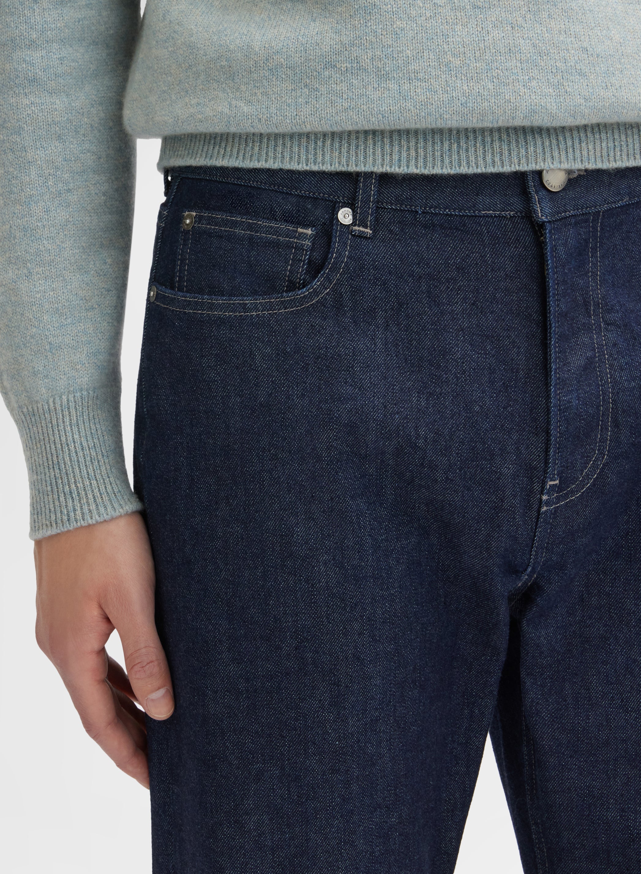 COTTON CASHMERE DENIM PANTS NIGHT
