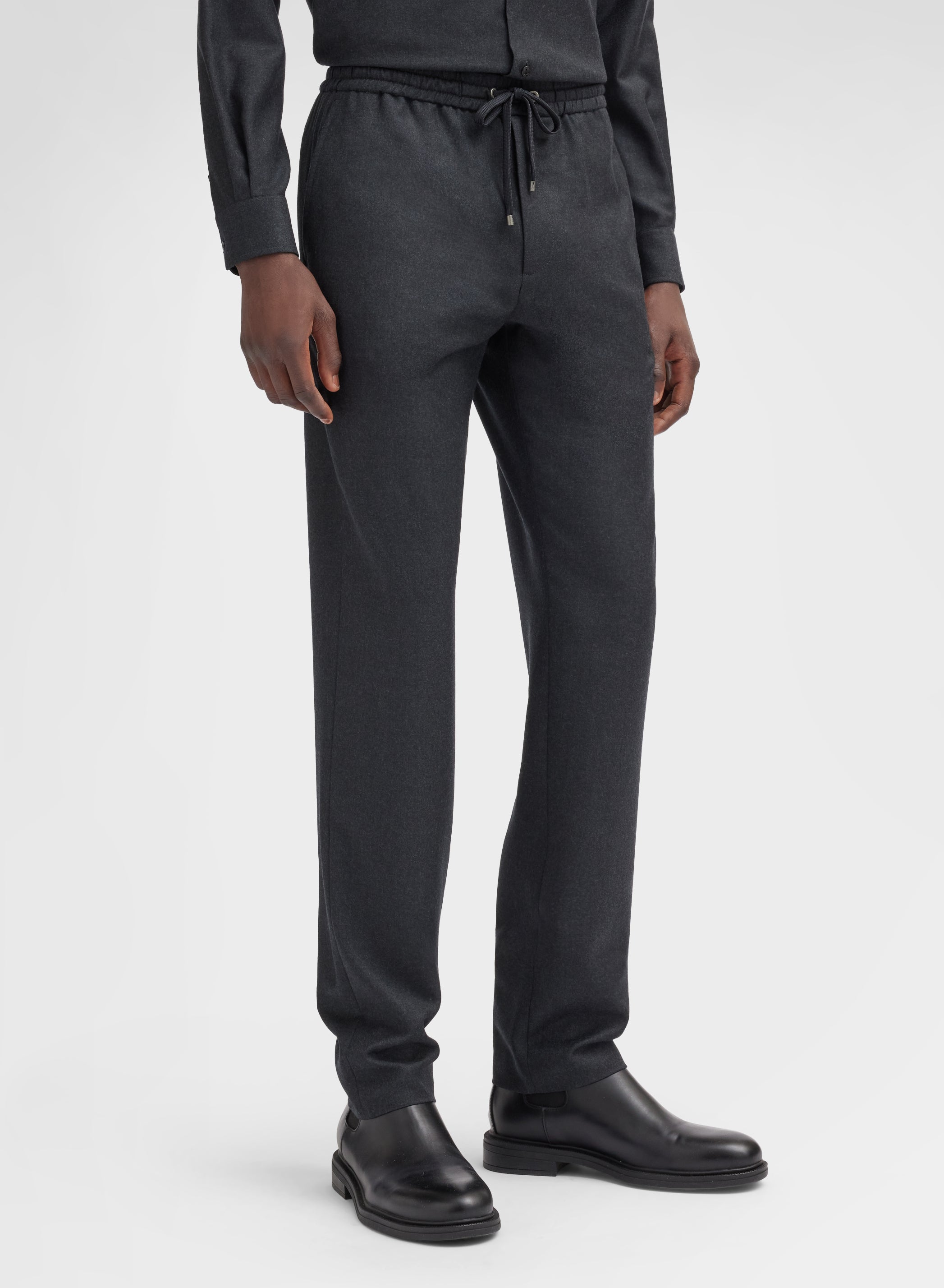 LIGHT WOOL FLANNEL PANTS DARK GREY