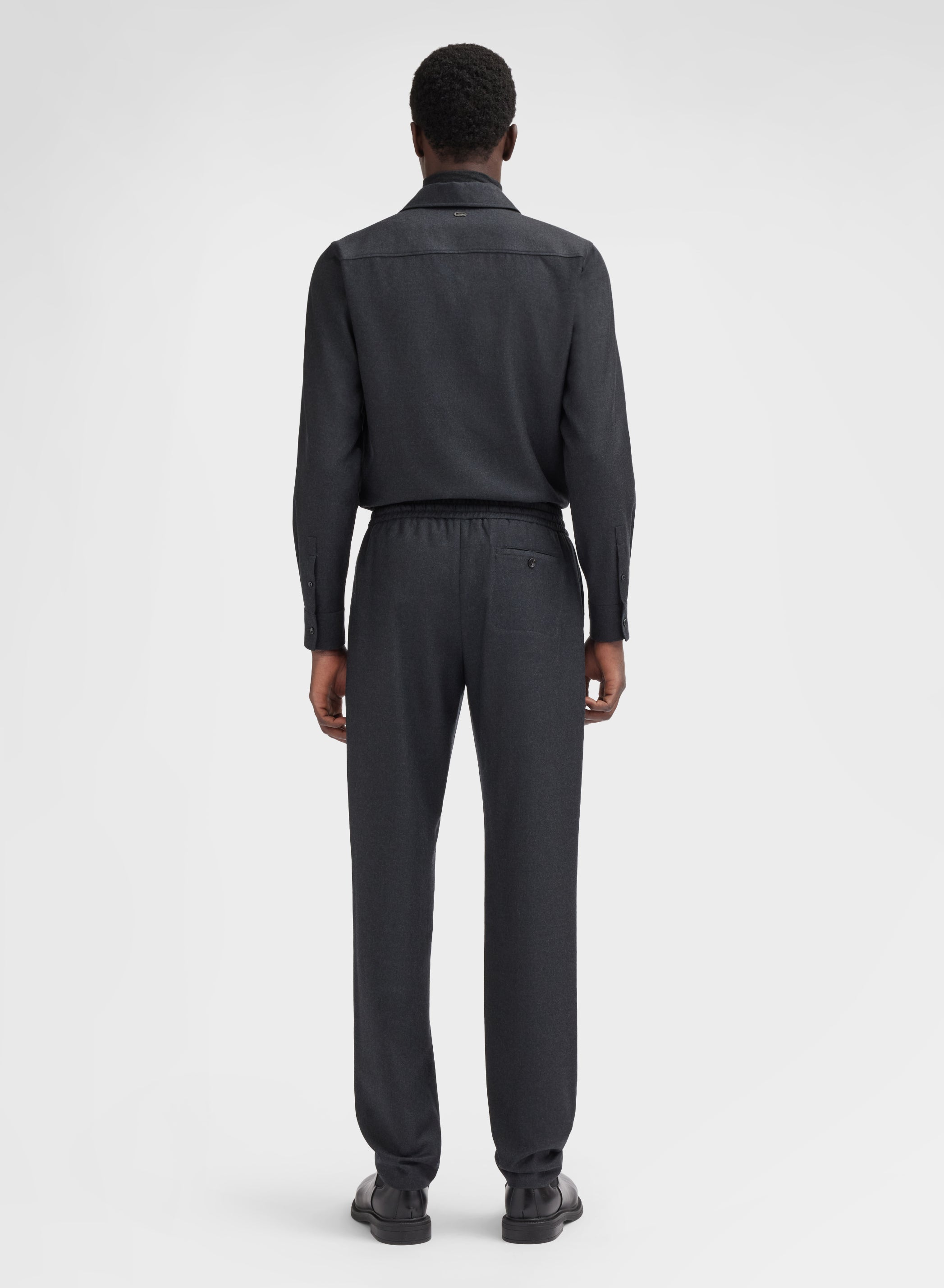 LIGHT WOOL FLANNEL PANTS DARK GREY