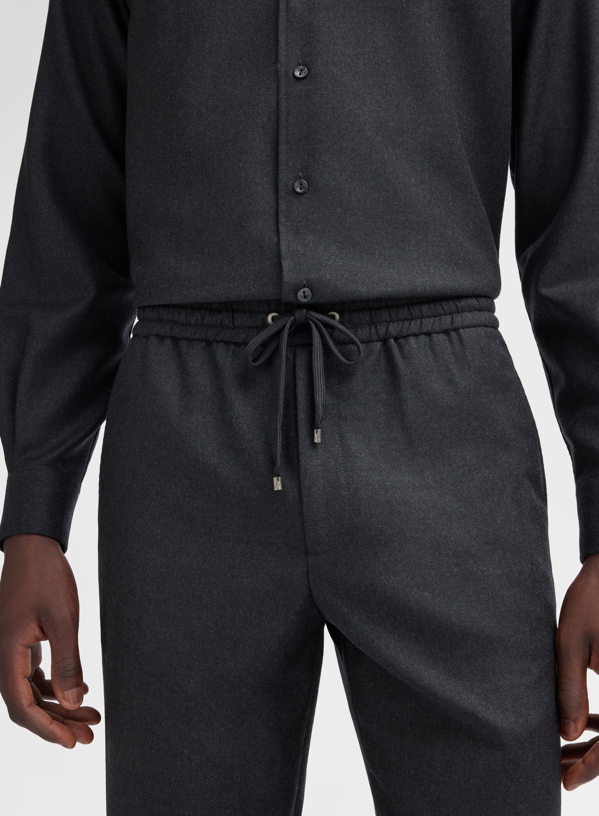 LIGHT WOOL FLANNEL PANTS DARK GREY