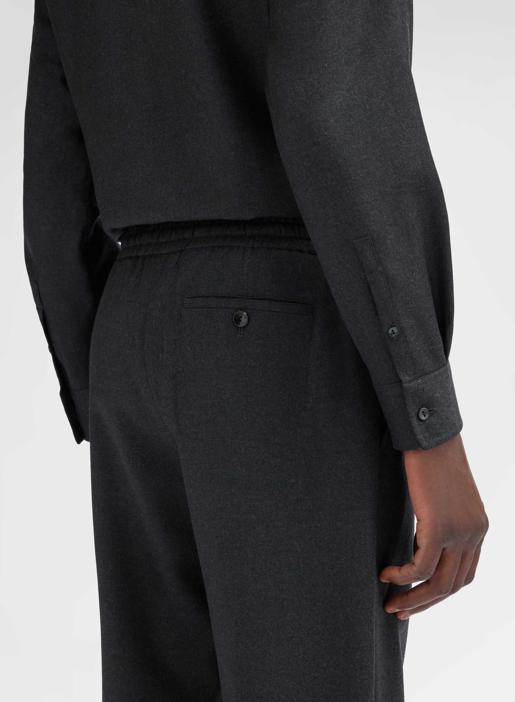 LIGHT WOOL FLANNEL PANTS DARK GREY