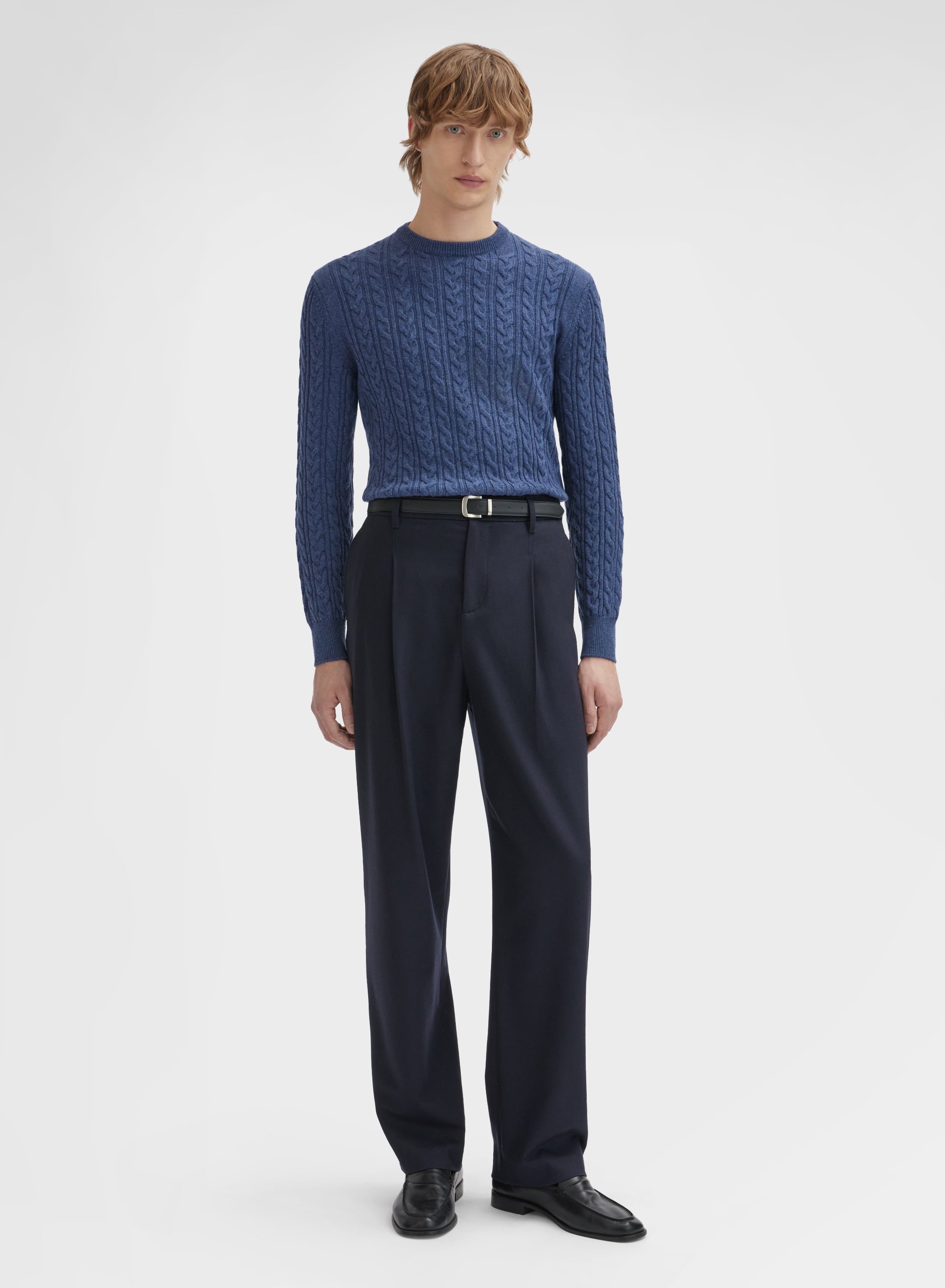 WOOL CASHMERE STRETCH FLANNEL PANTS NAVY