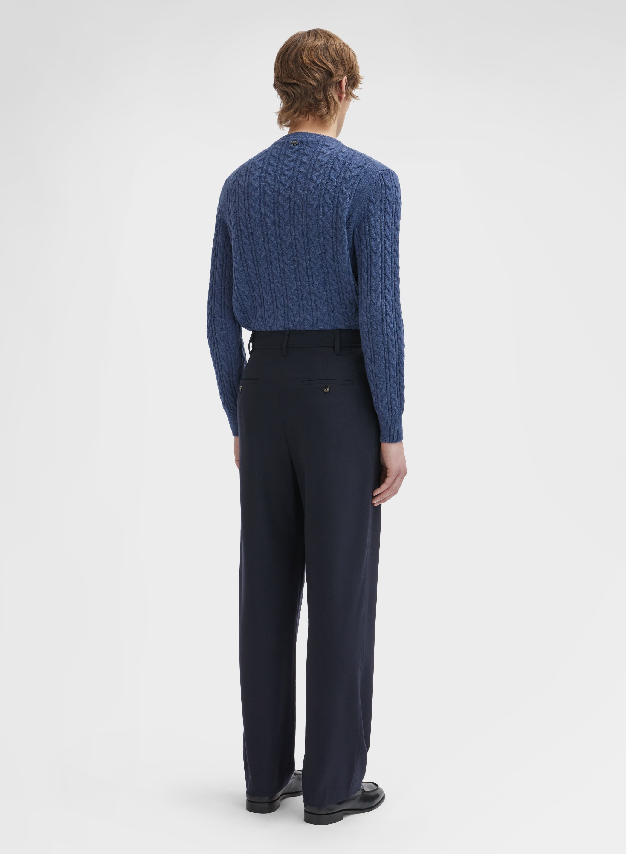 WOOL CASHMERE STRETCH FLANNEL PANTS NAVY