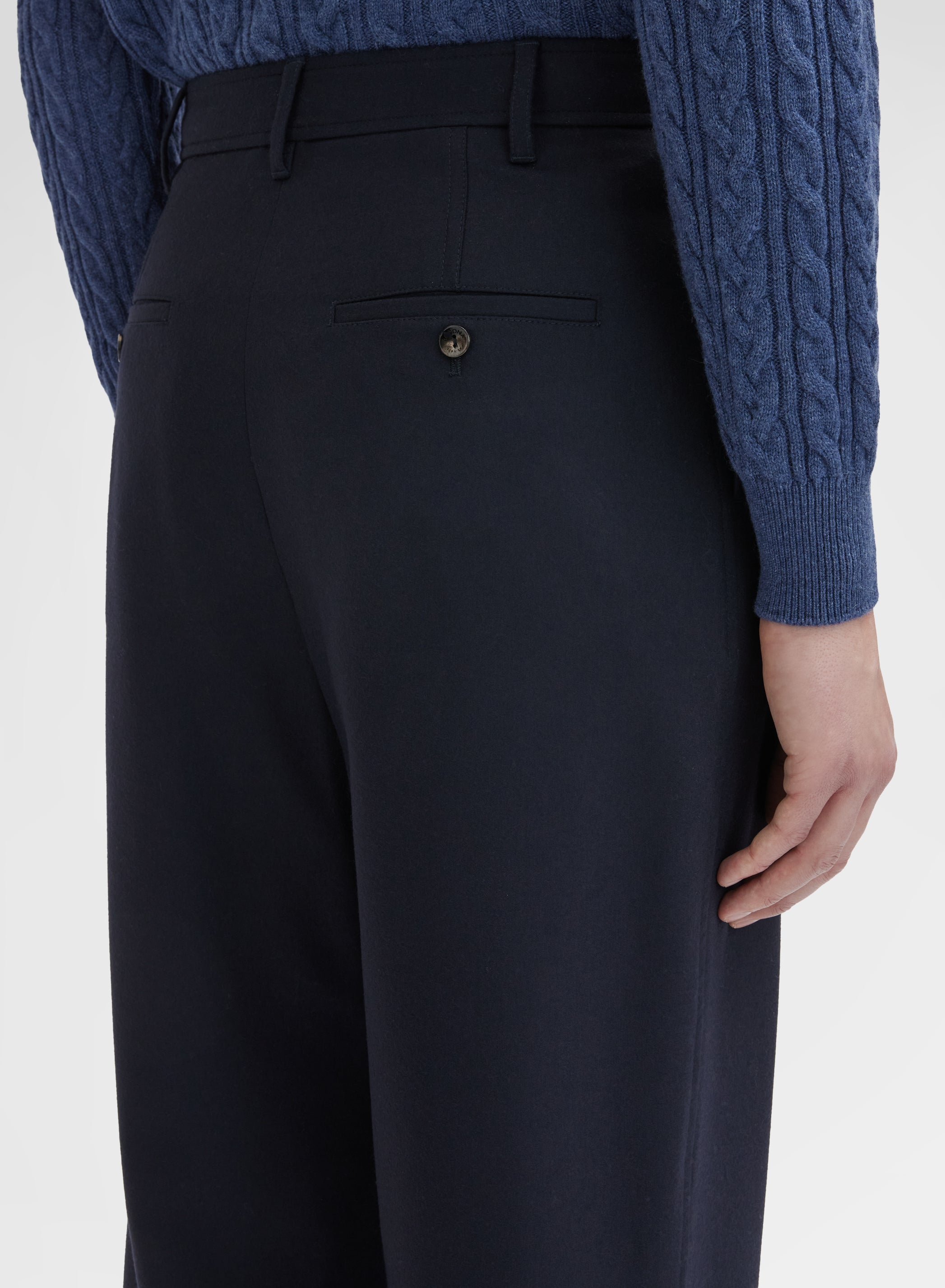 WOOL CASHMERE STRETCH FLANNEL PANTS NAVY