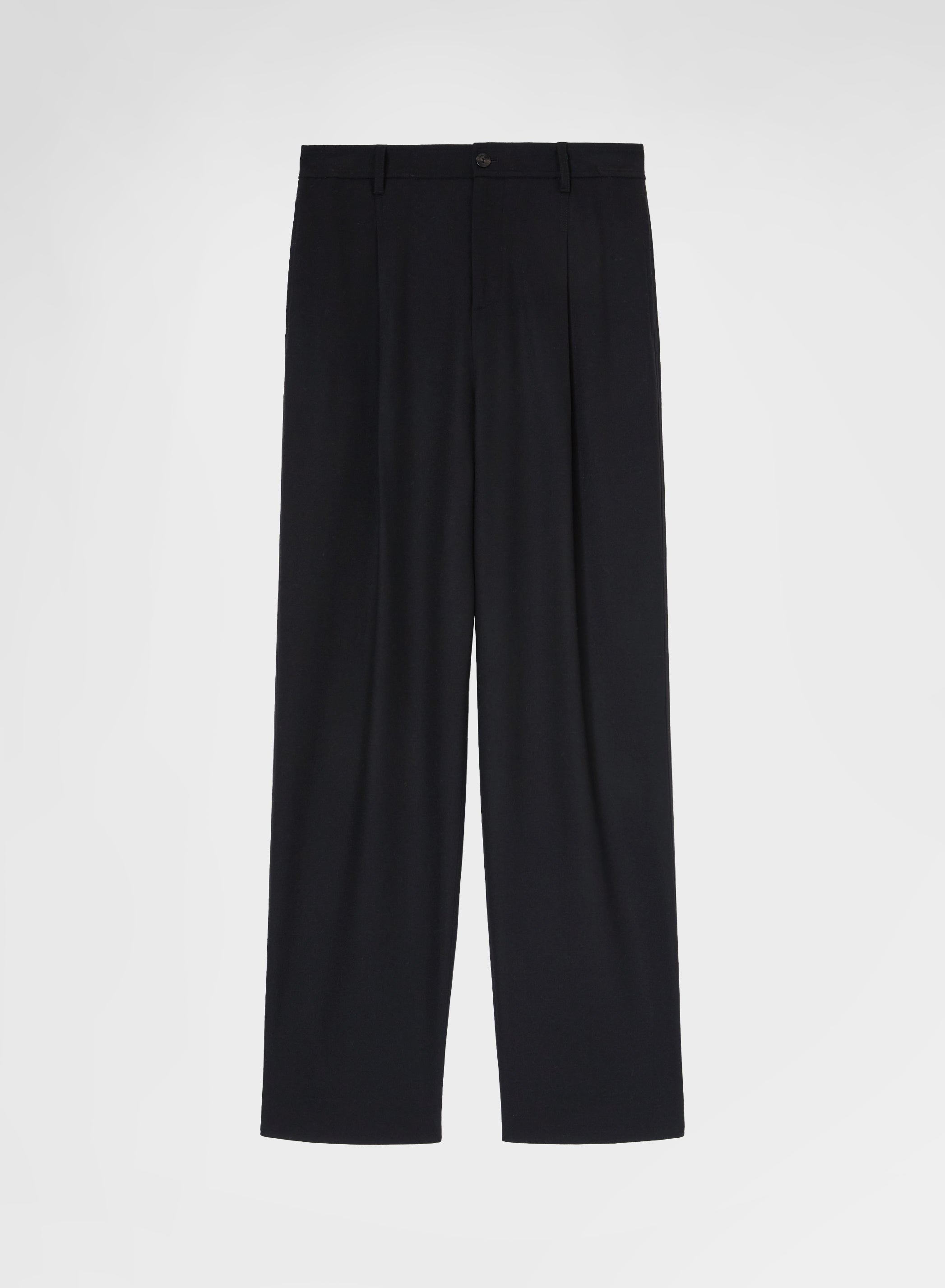 MEN WOOL CASHMERE STRETCH FLANNEL PANTS BLACK
