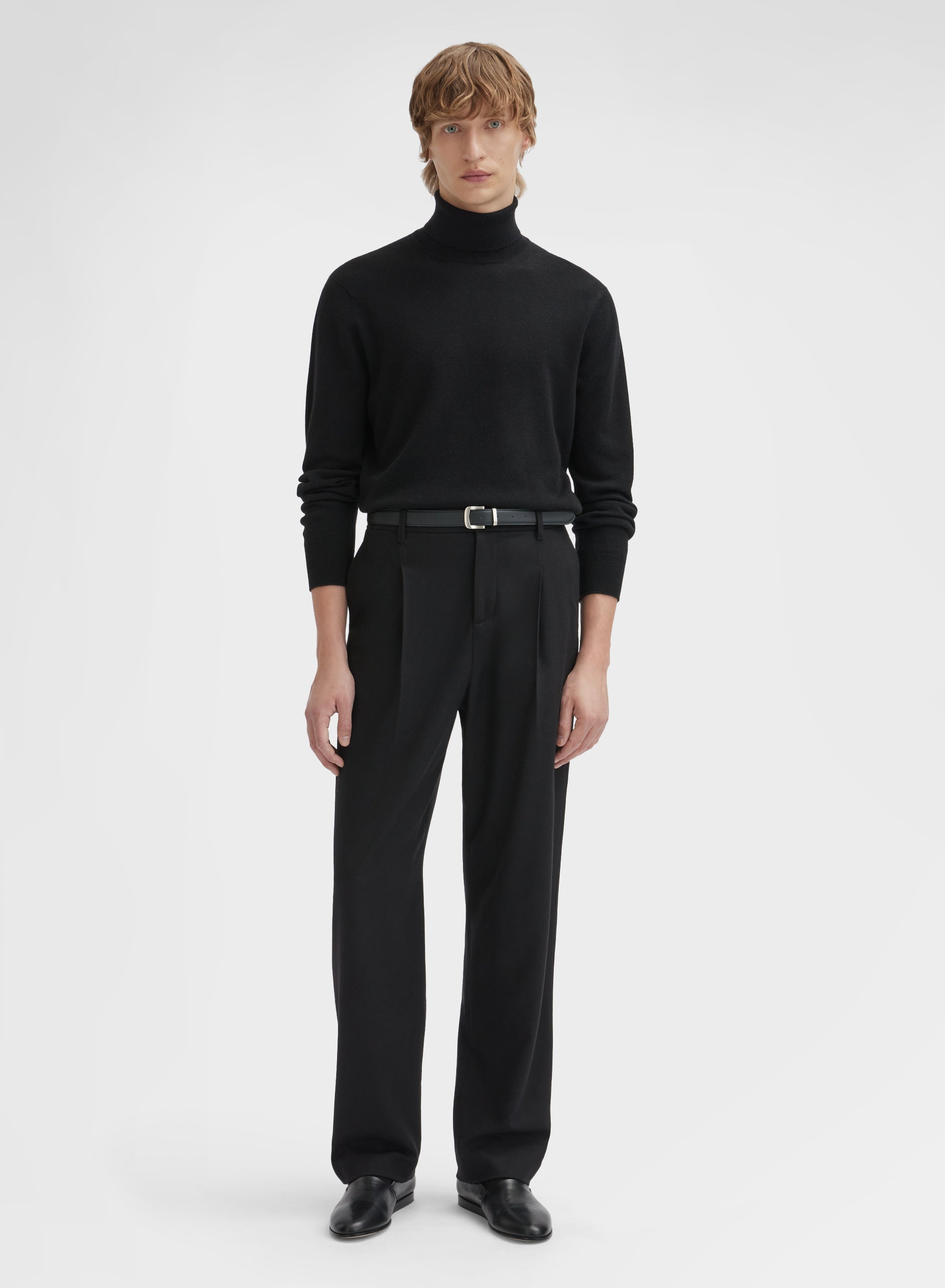 MEN WOOL CASHMERE STRETCH FLANNEL PANTS BLACK