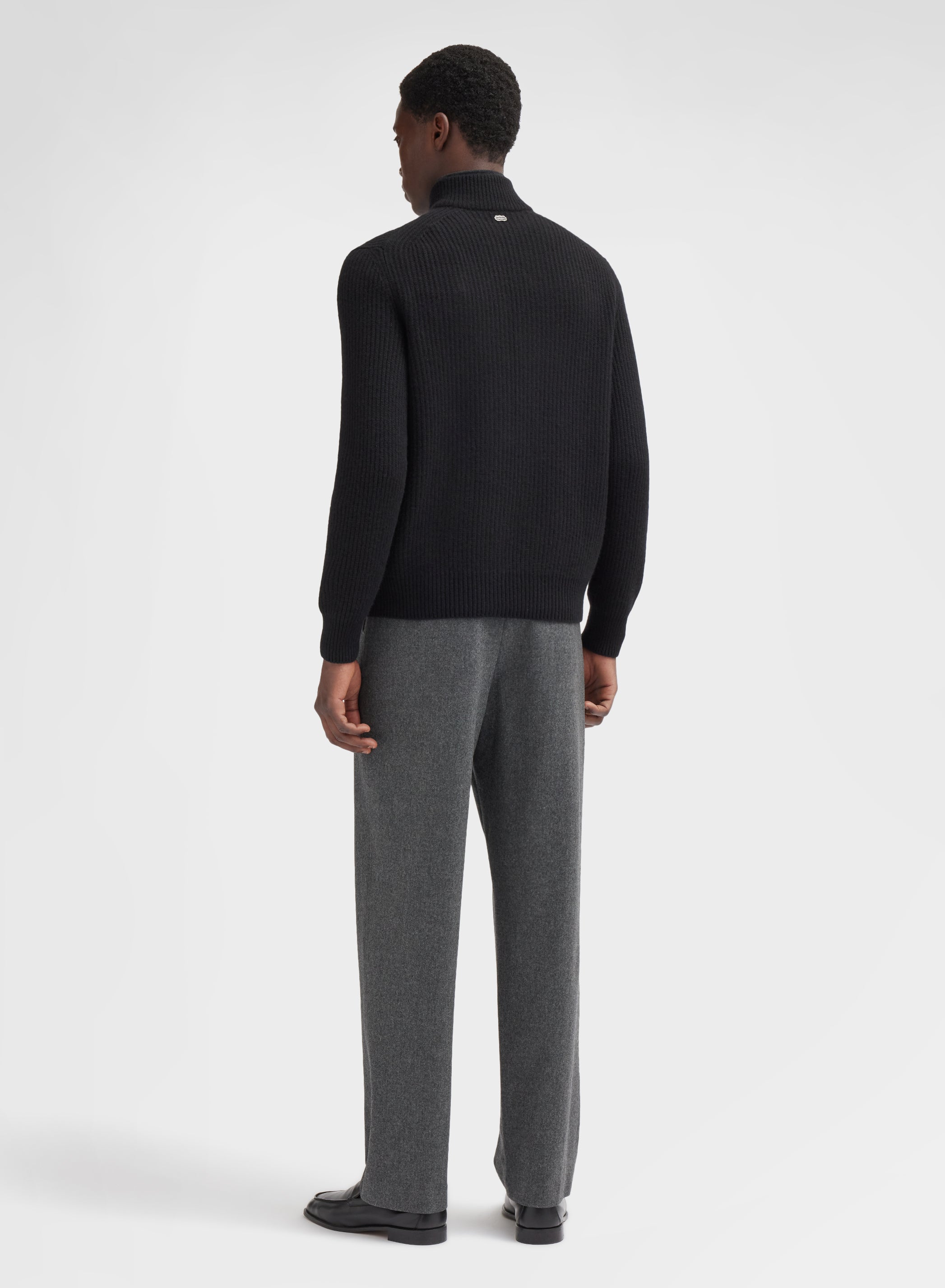WOOL CASHMERE STRETCH FLANNEL PANTS CHARCOAL