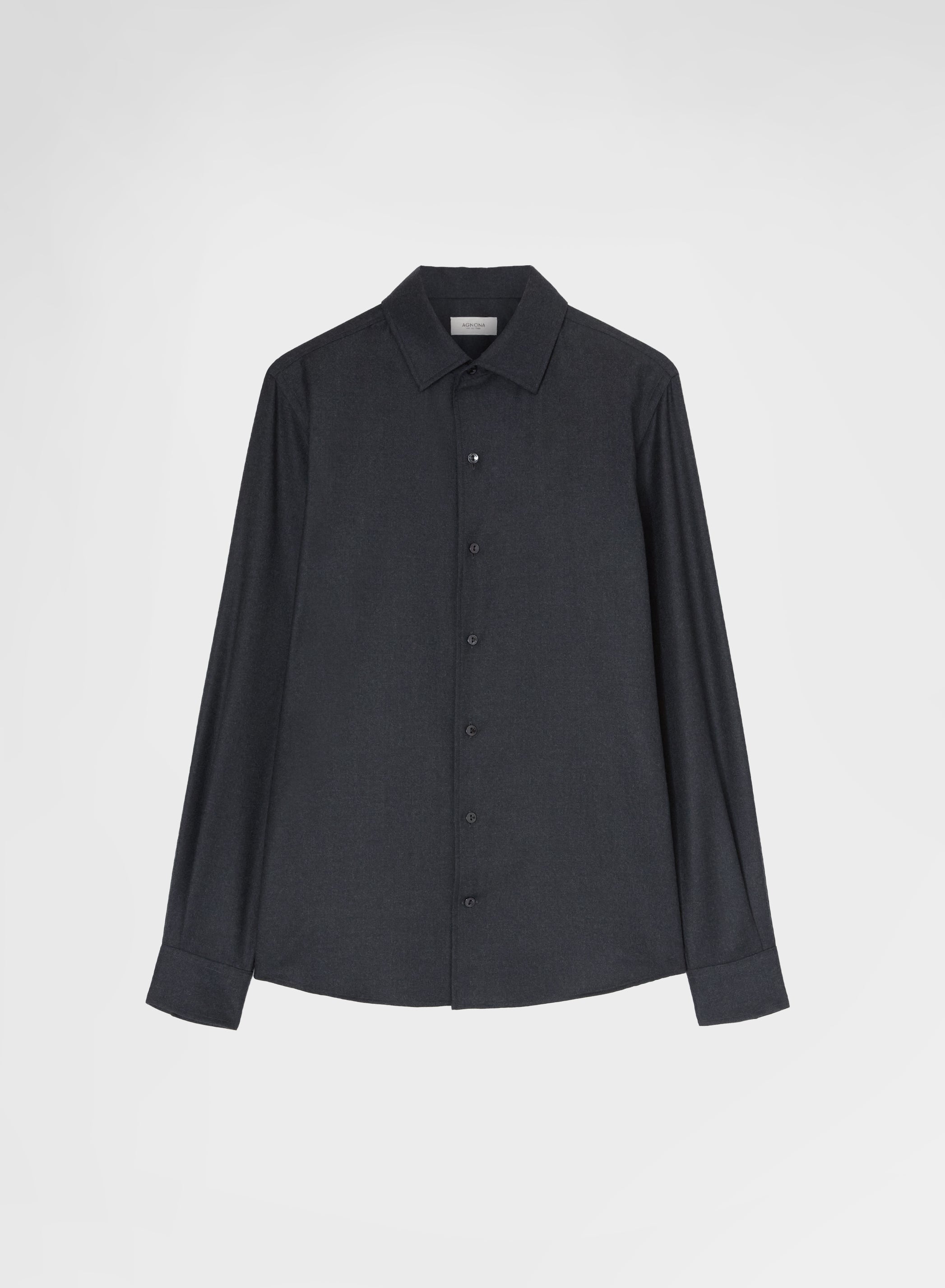 LIGHT WOOL FLANNEL SHIRT DARK GREY