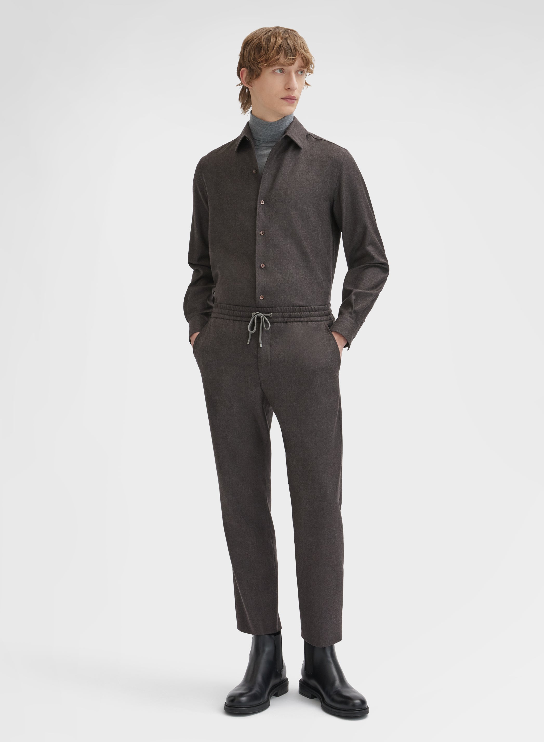 LIGHT WOOL FLANNEL SHIRT CUMINO
