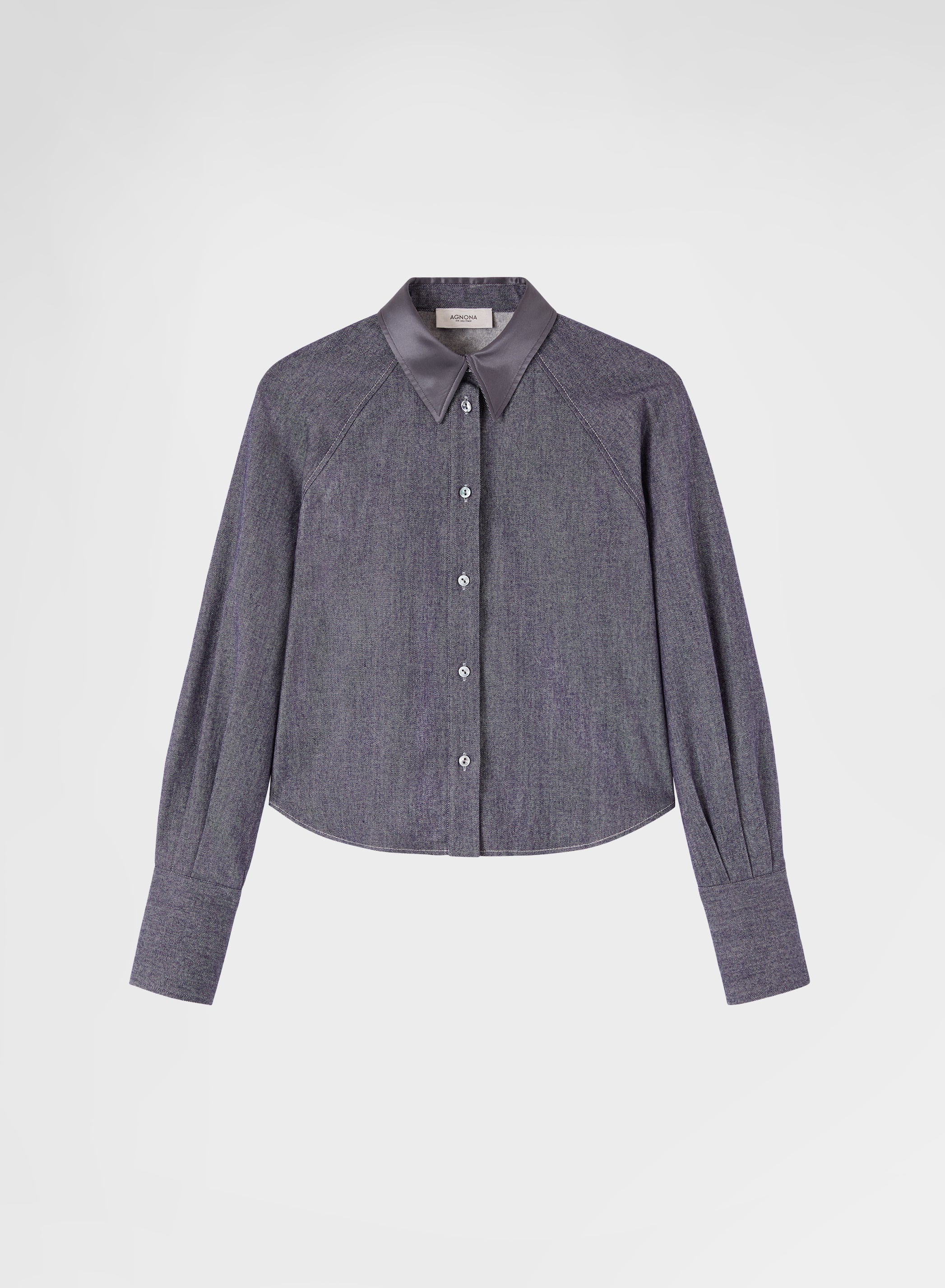 WOOL COTTON DENIM SHIRT BLUE CHINA