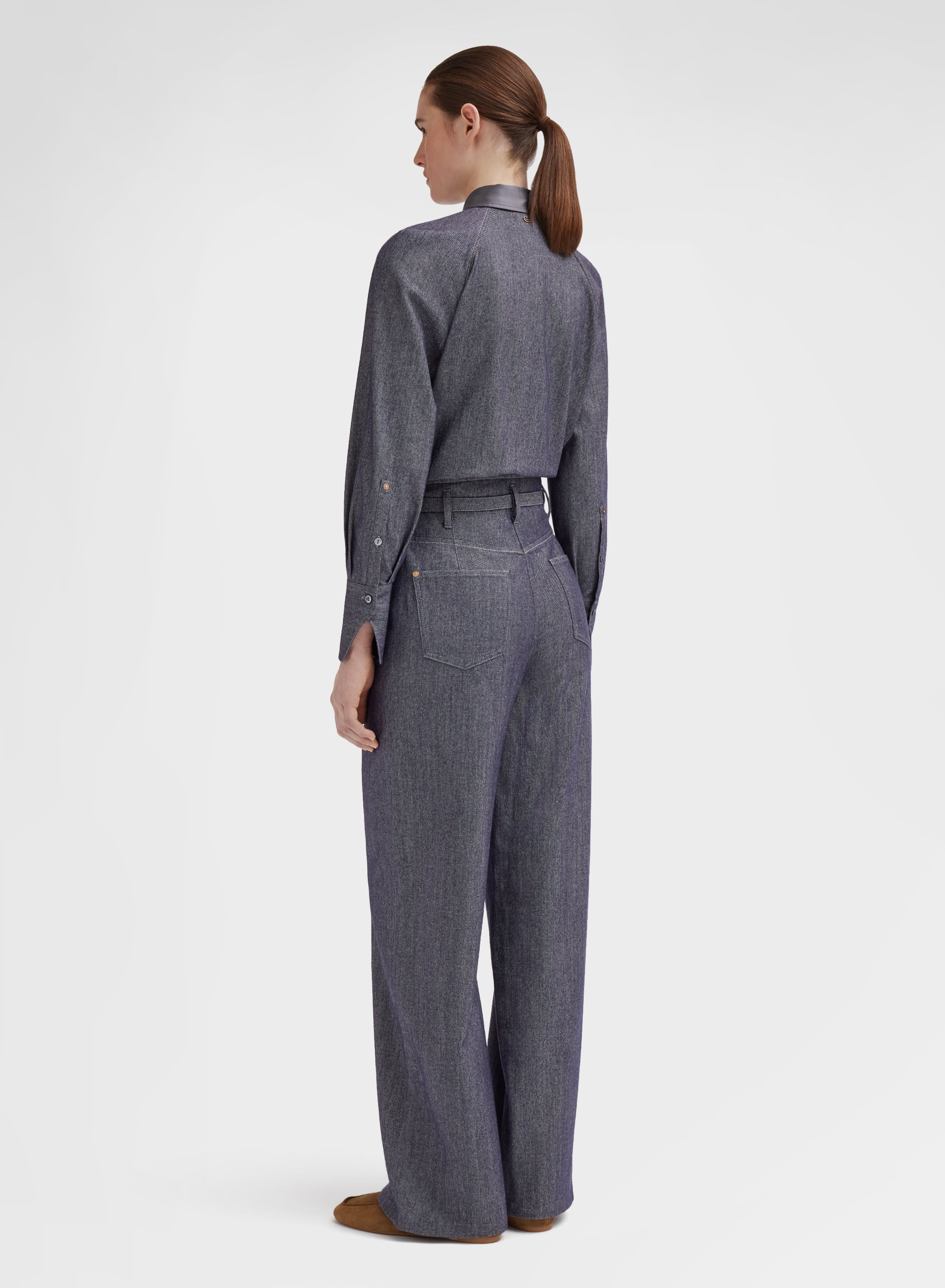 WOOL COTTON DENIM SHIRT BLUE CHINA