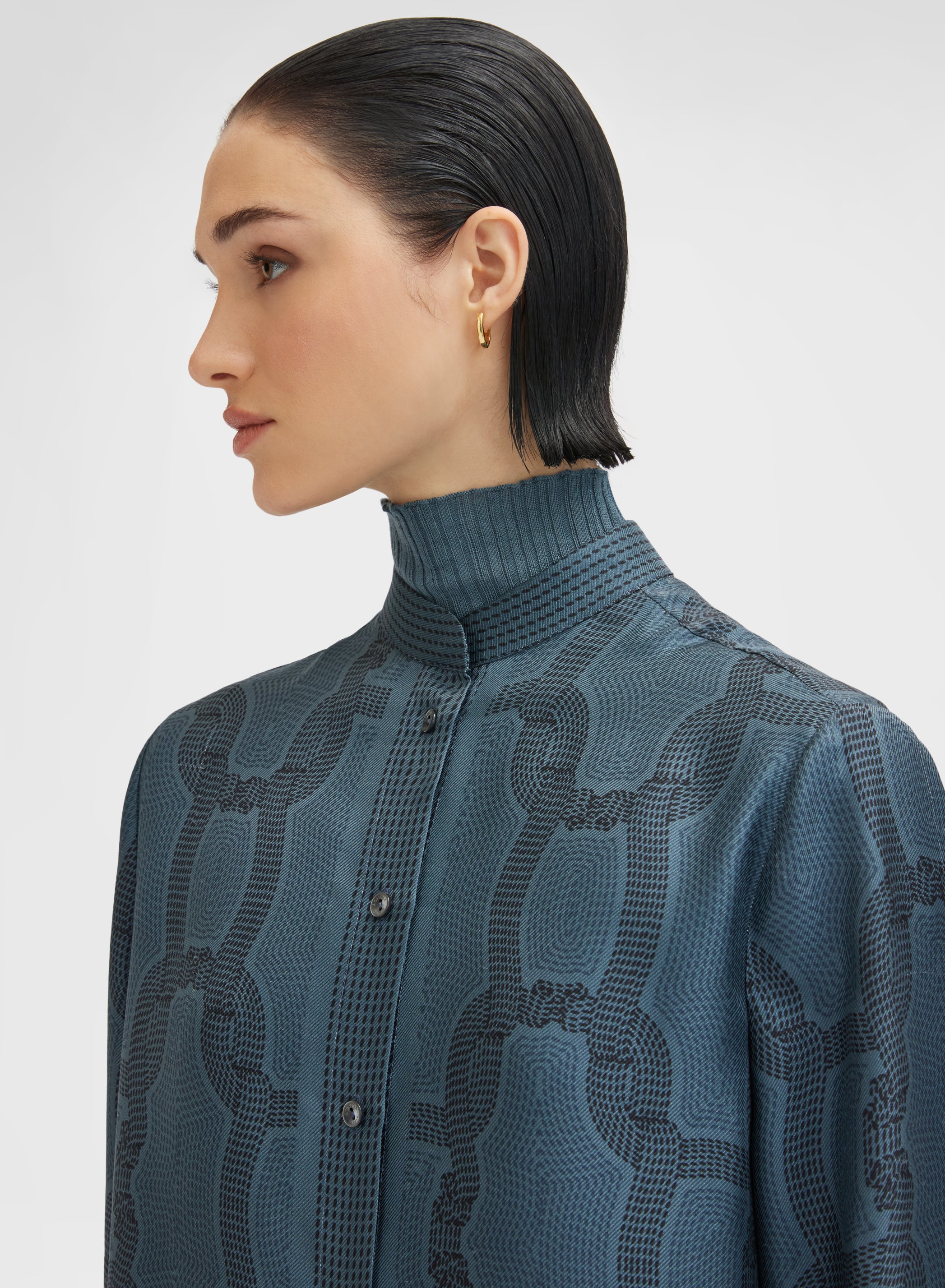STITCH CHAIN PRINT SHIRT PETROL