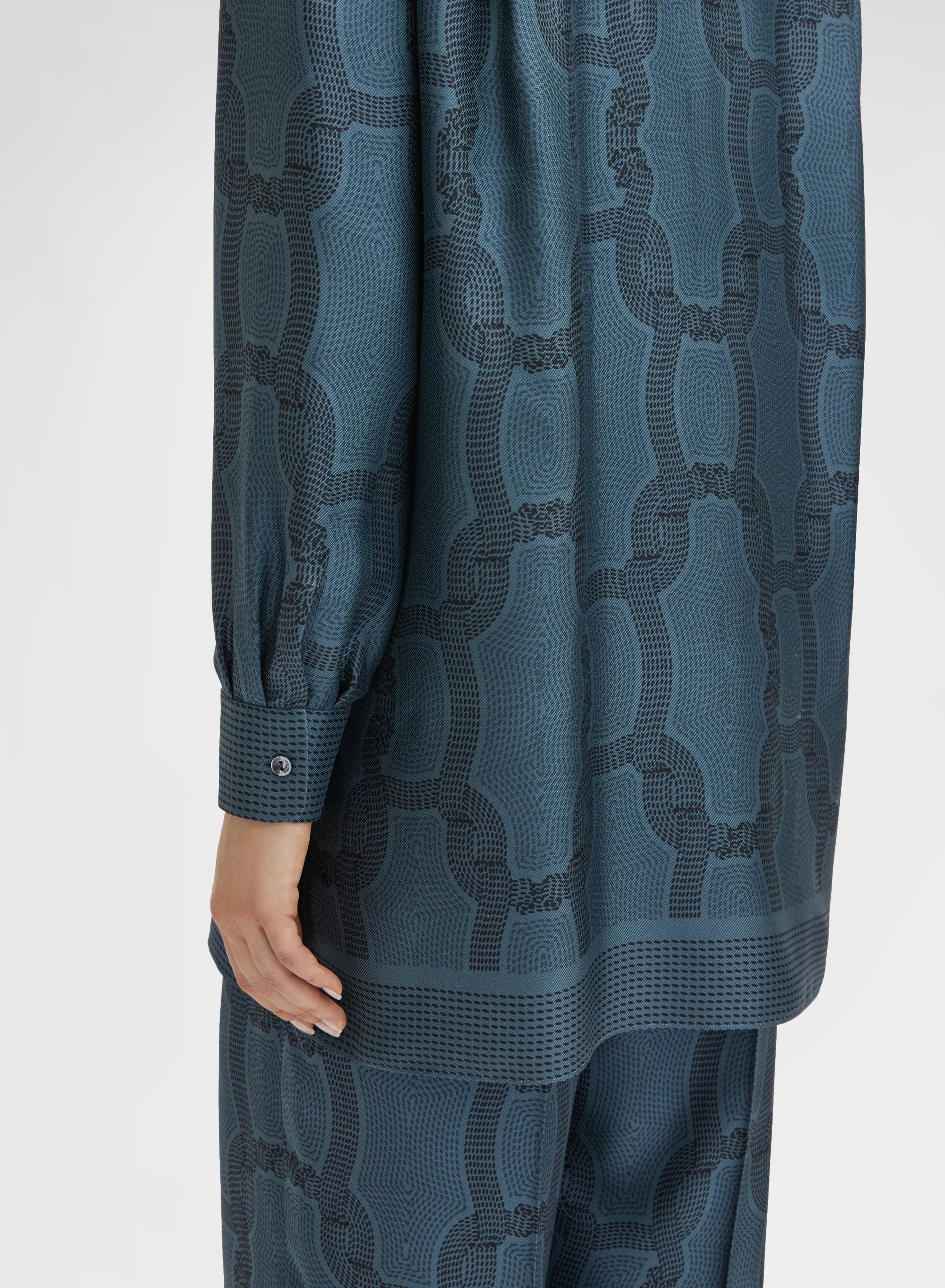 STITCH CHAIN PRINT SHIRT PETROL