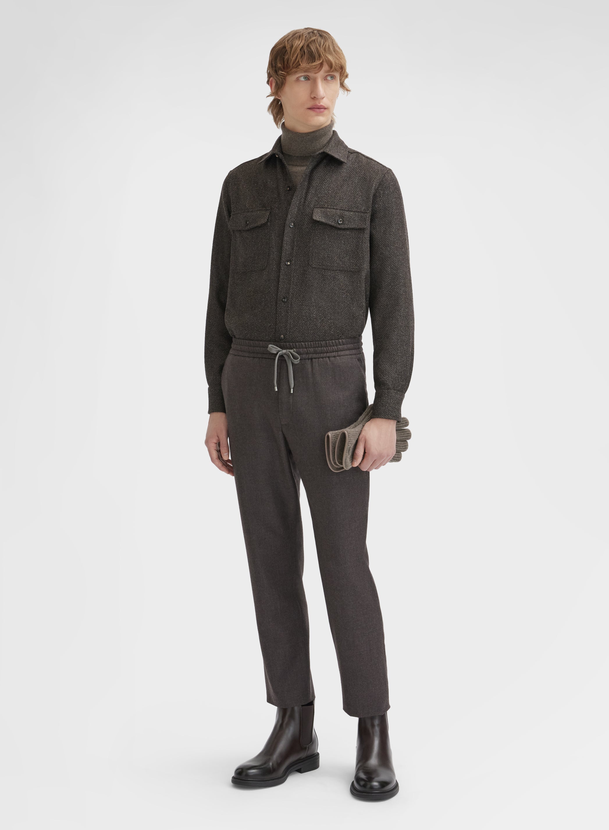 WOOL CASHMERE BOUCLE SHIRT CUMINO