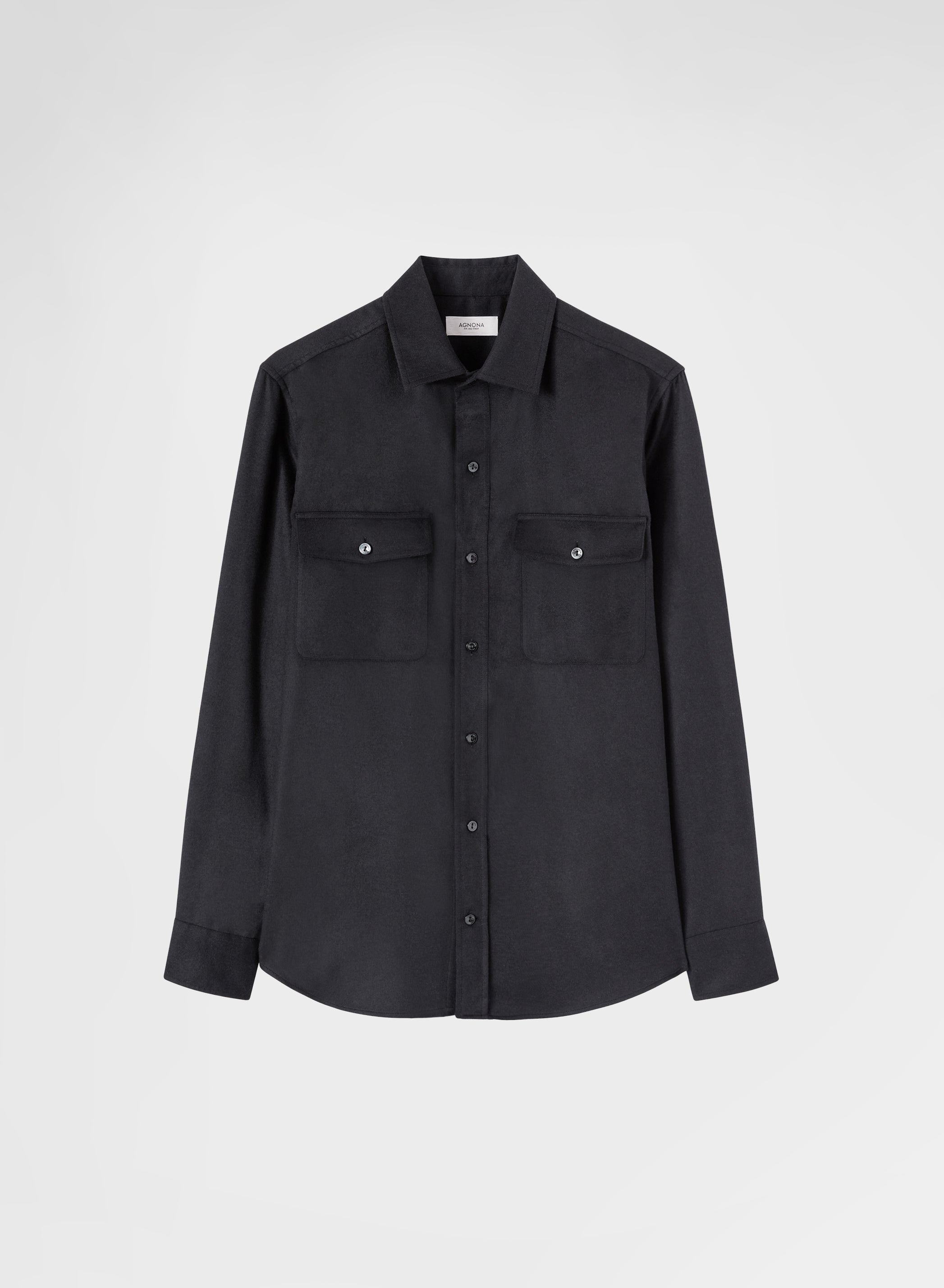 CASHMERE SILK DRAP SHIRT BLACK