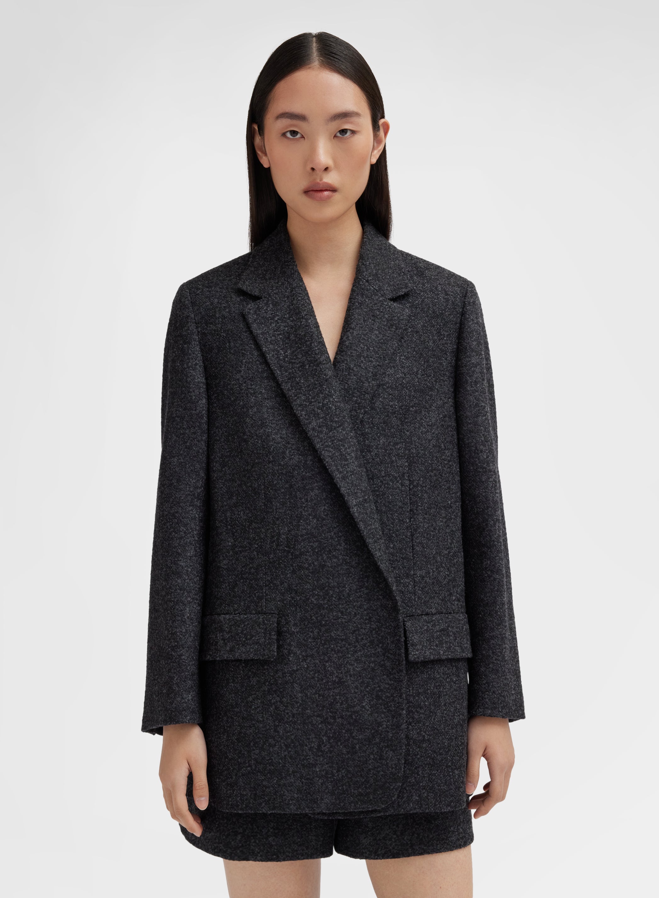 PRESSED BOUCLE JACKET DARK GREY