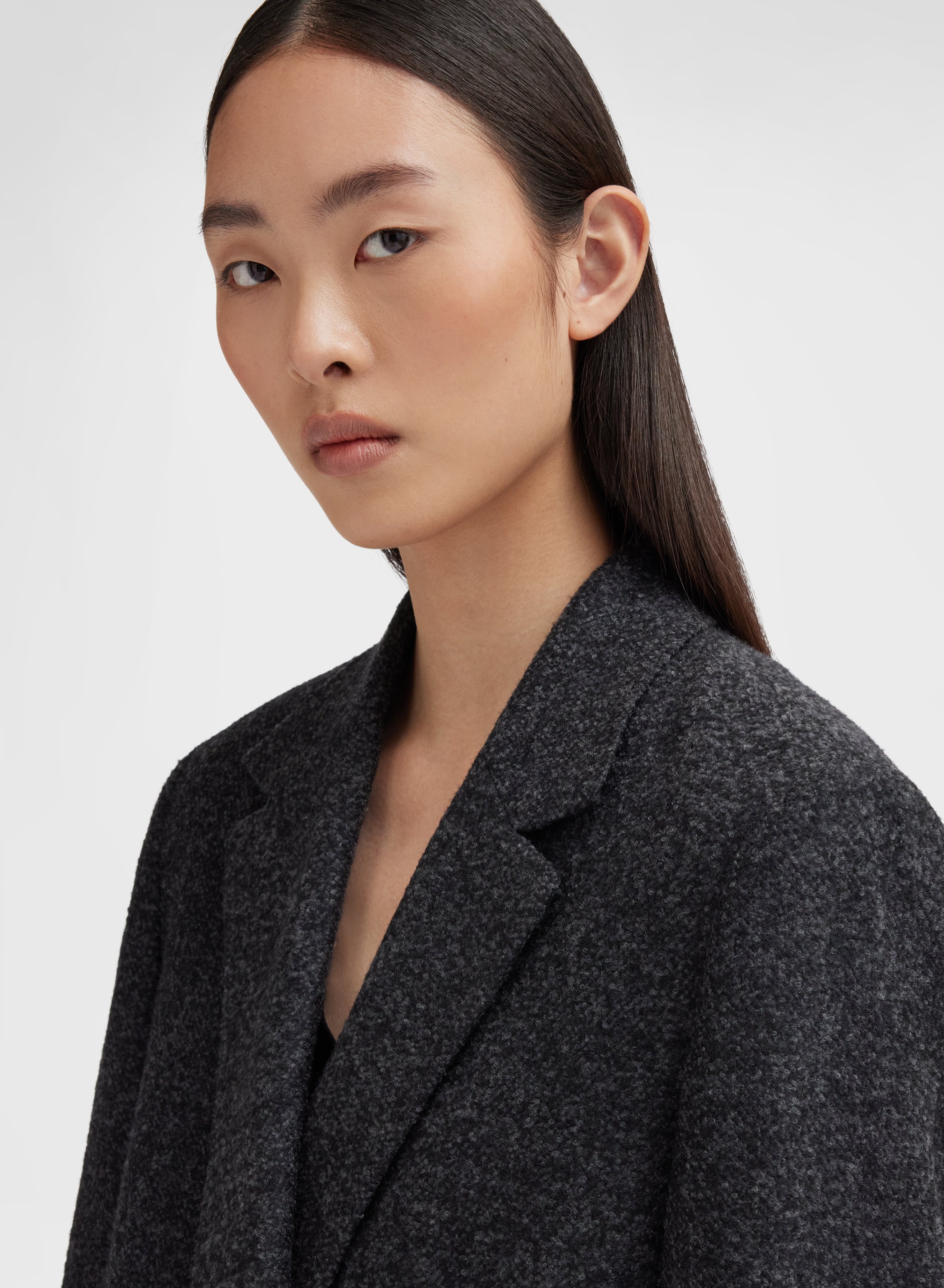 PRESSED BOUCLE JACKET DARK GREY