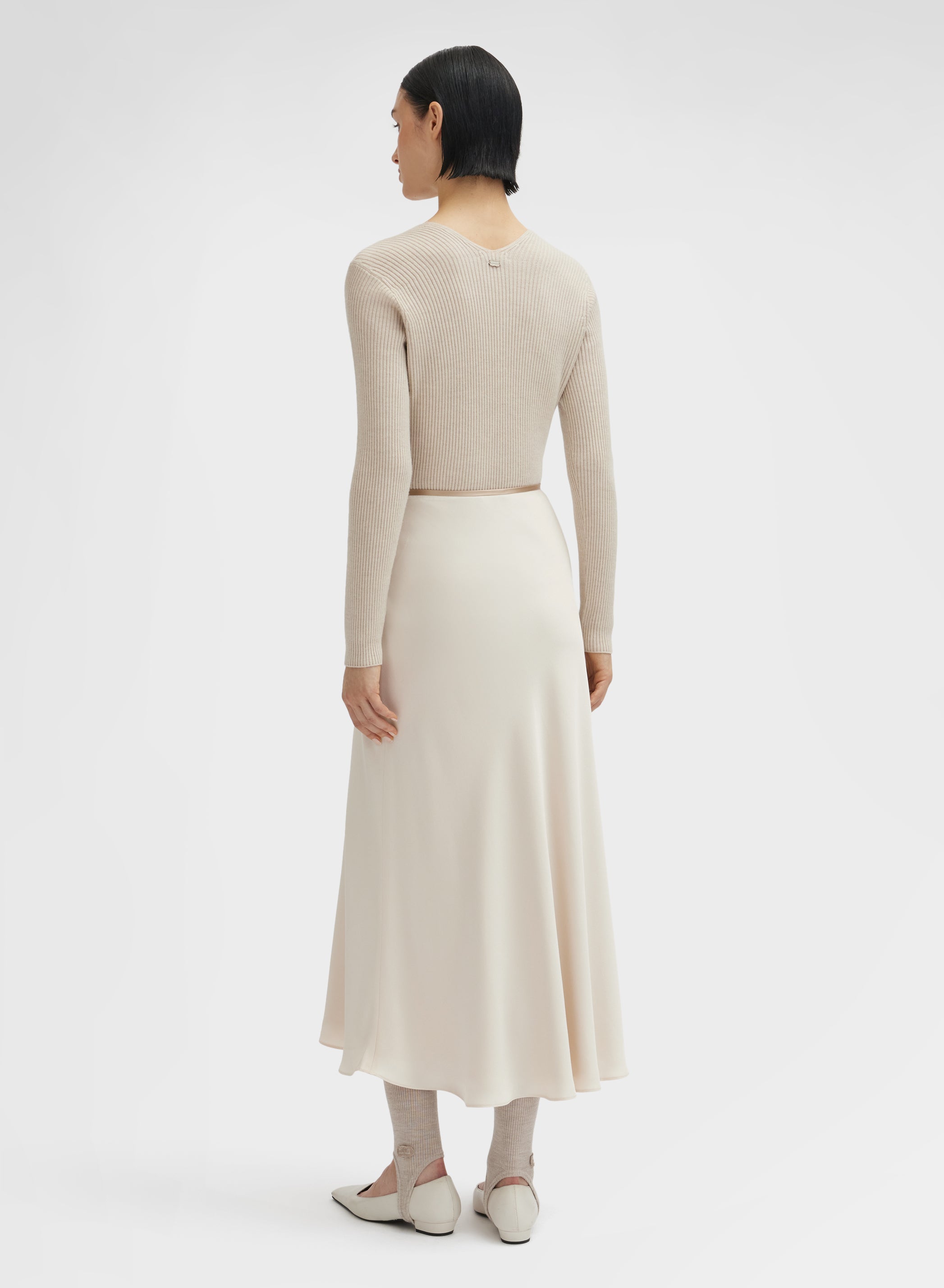 SILK BLEND SATIN SKIRT CHAMPAGNE