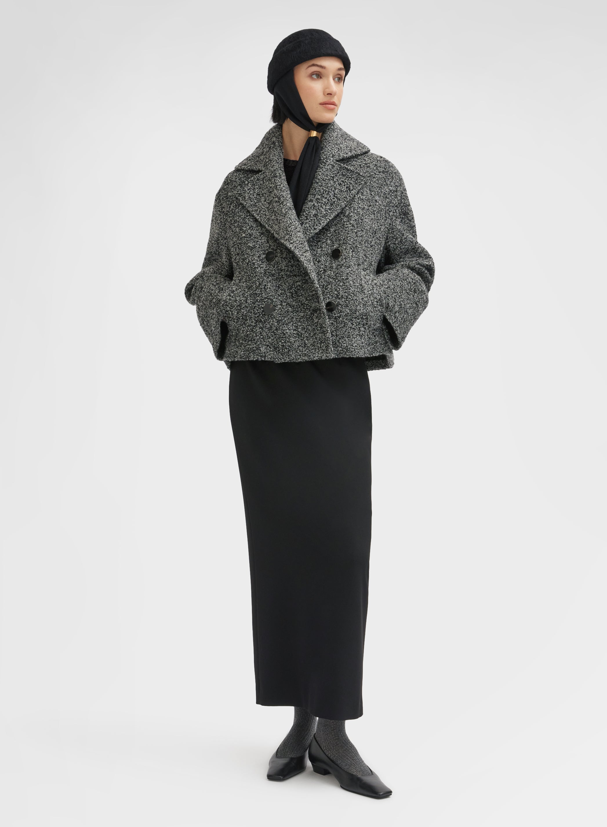 CASHMERE SPAZZOLINO BOUCLE CABAN DARK GREY