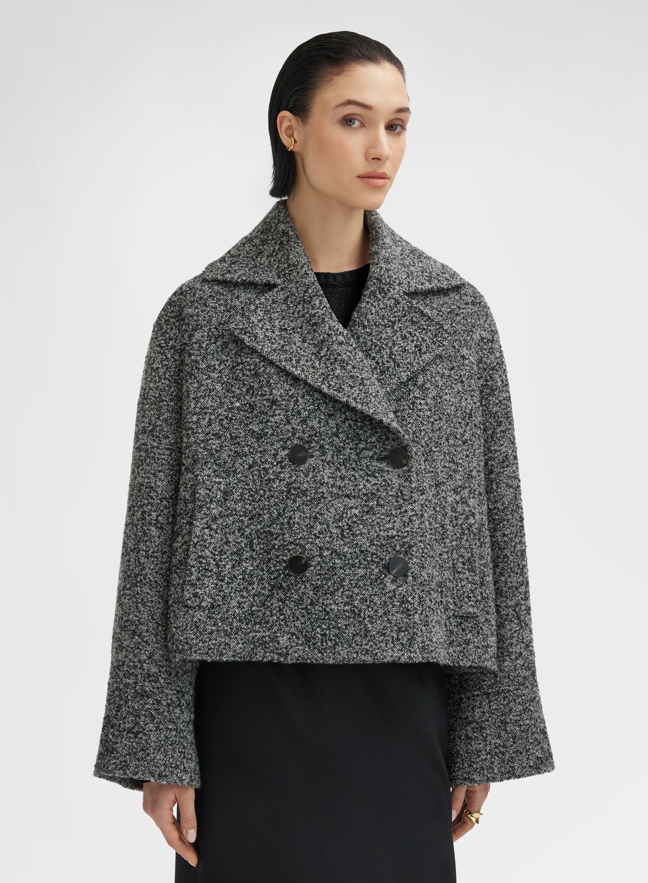 CASHMERE SPAZZOLINO BOUCLE CABAN DARK GREY