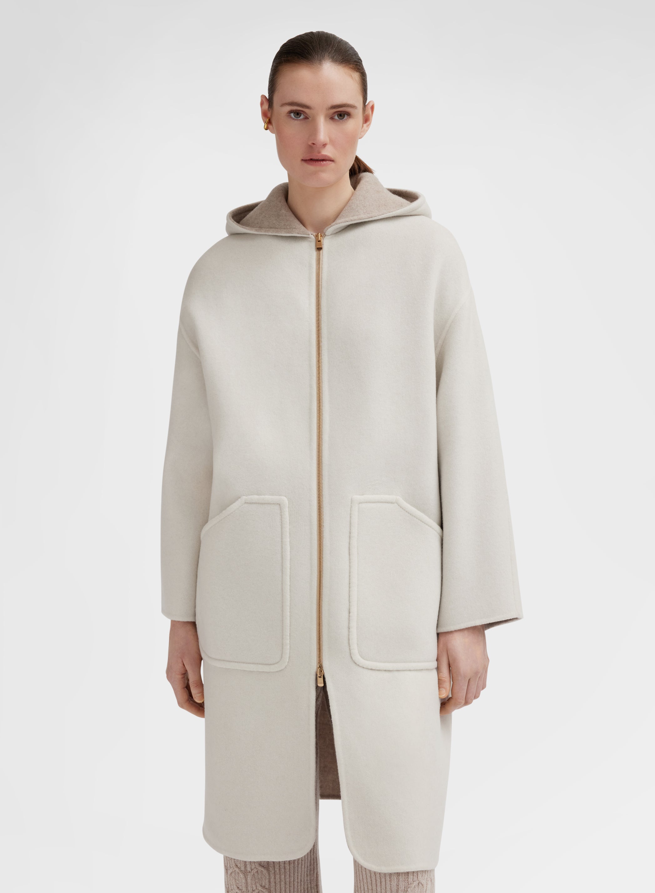 Italian Pure Cashmere Jacket Natural Oversized | Agnona