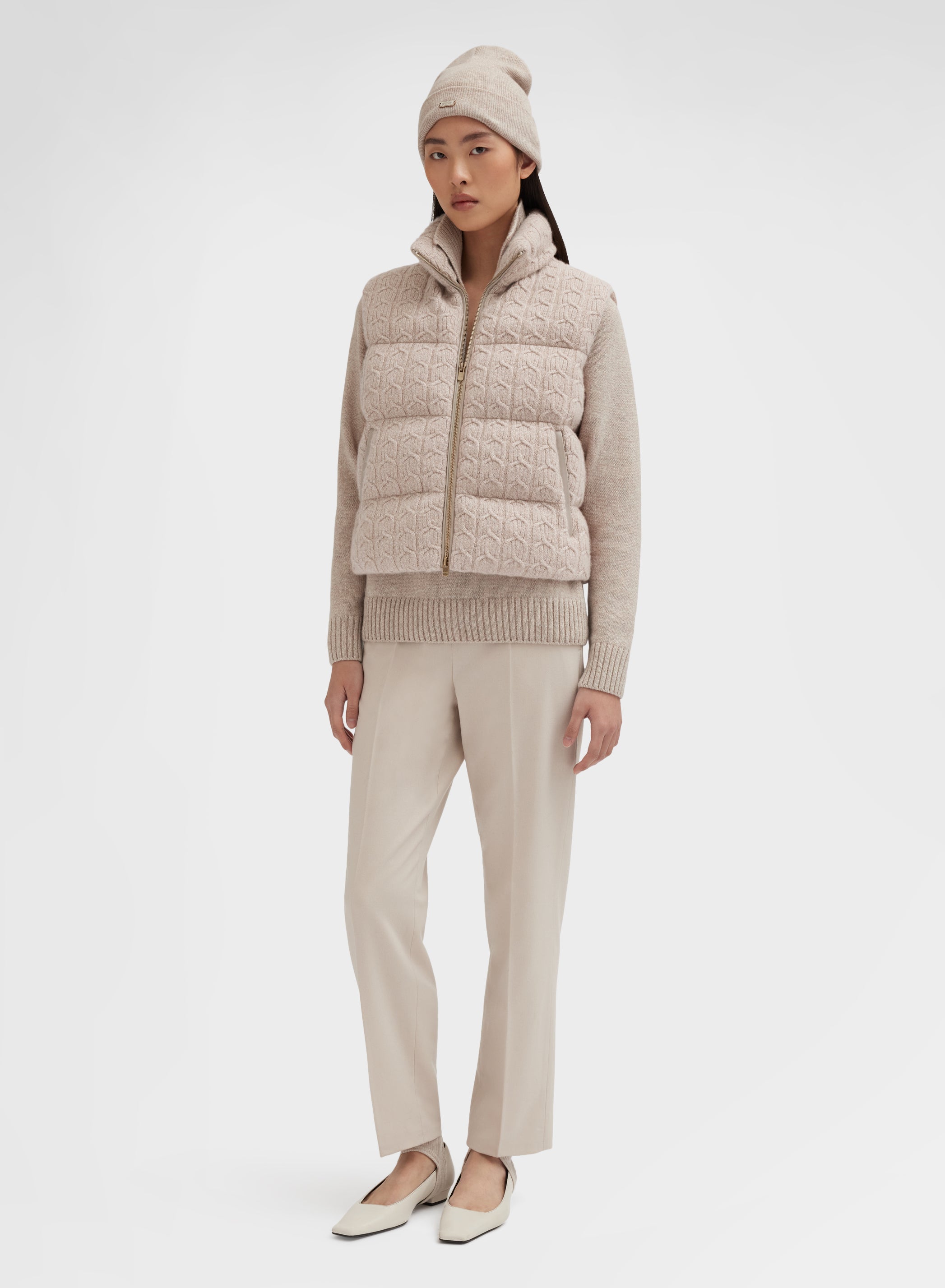 CABLE KNITTED CASHMERE CABAN ALBINO