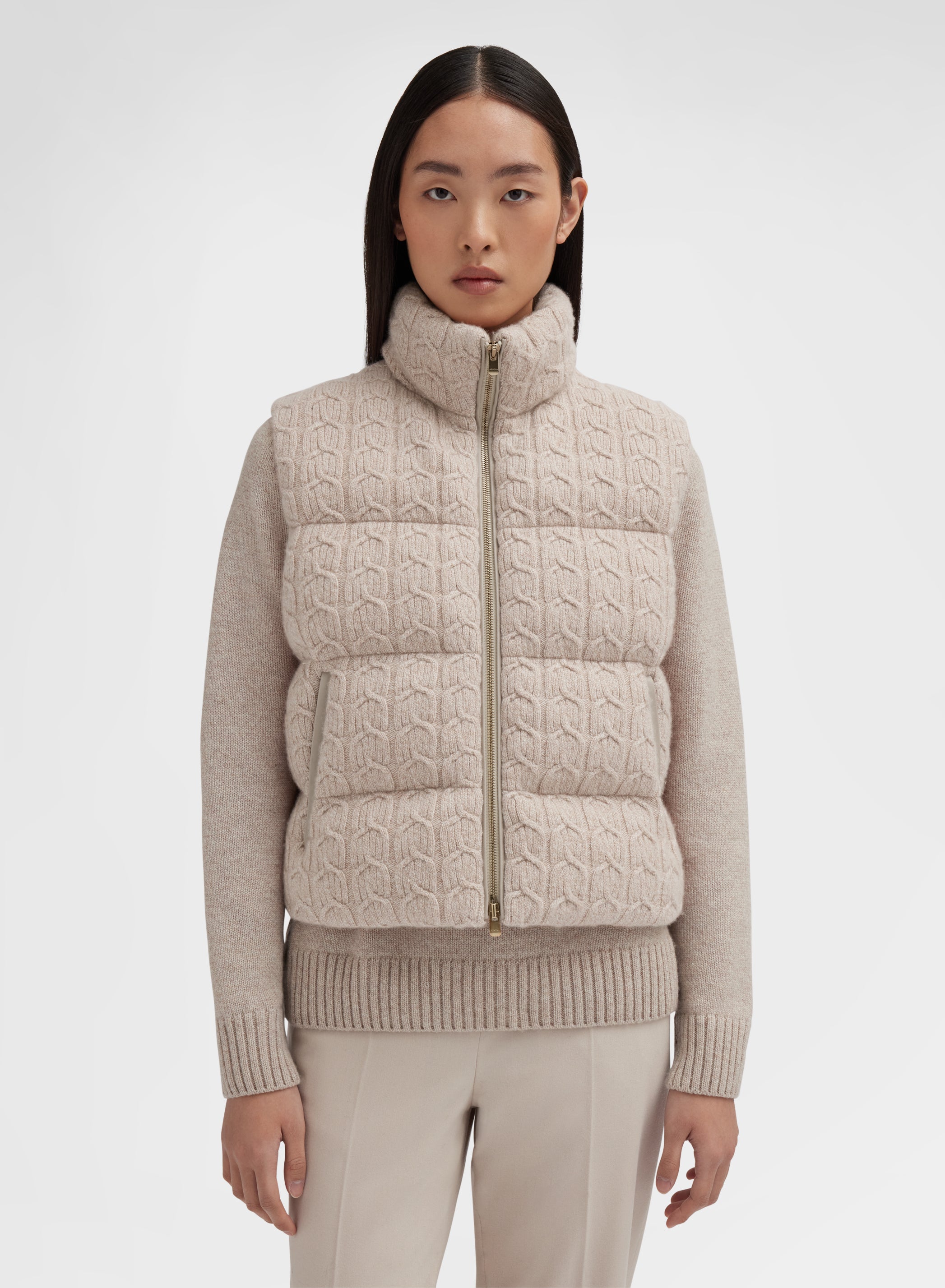 CABLE KNITTED CASHMERE CABAN ALBINO