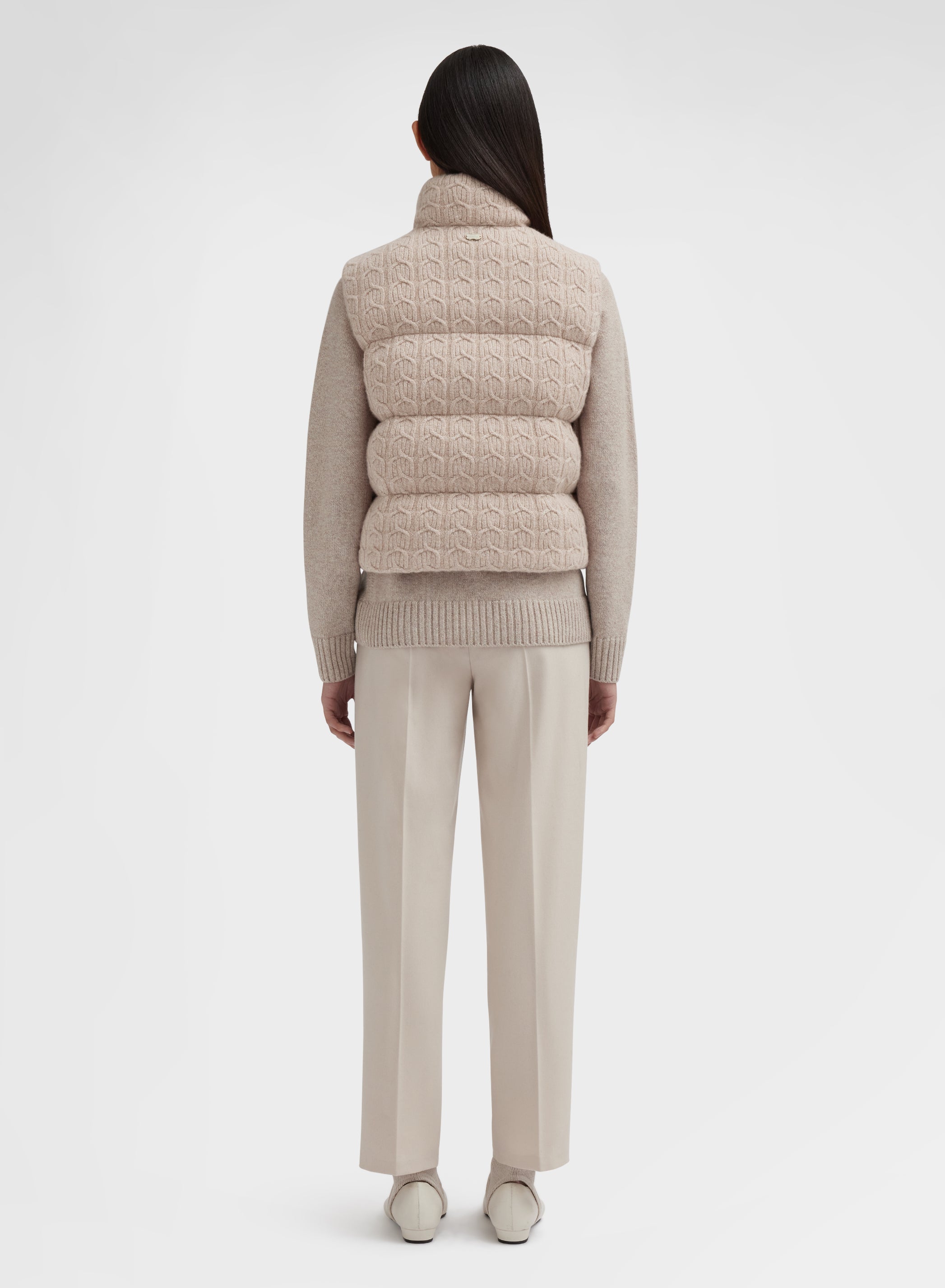 CABLE KNITTED CASHMERE CABAN ALBINO