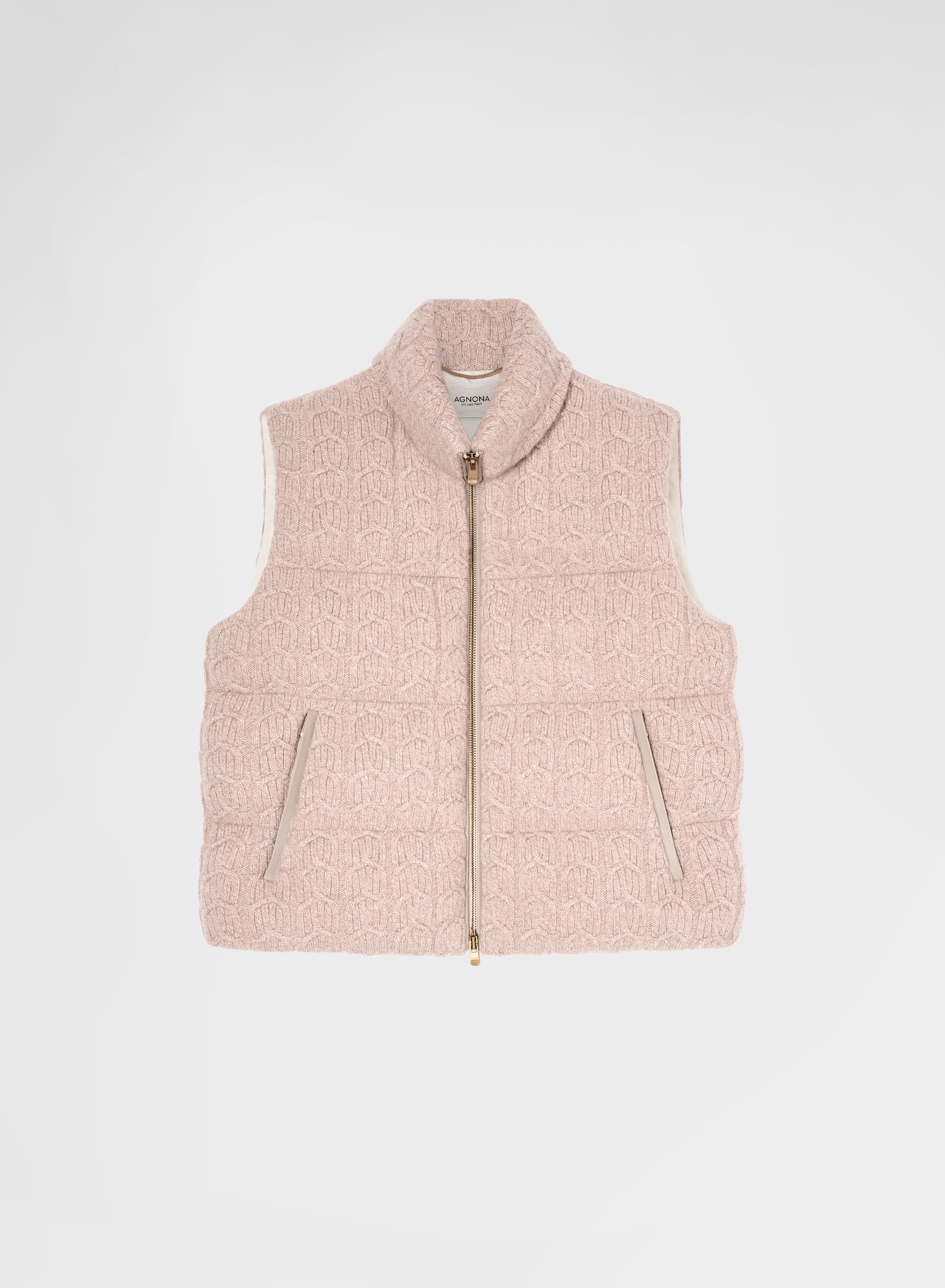 CABLE KNITTED CASHMERE CABAN ROSE
