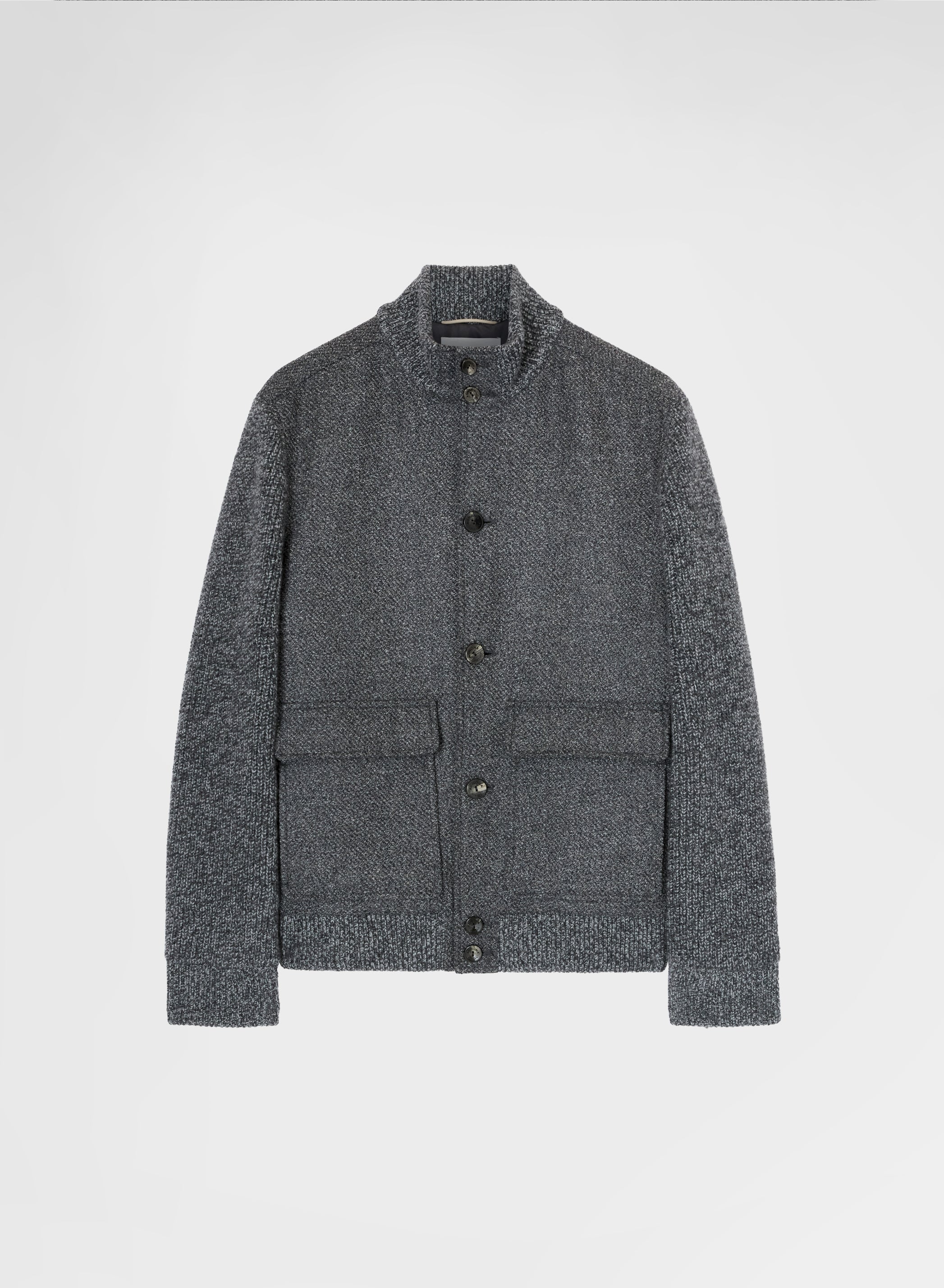 WOOL CASHMERE BOUCLE CABAN CHARCOAL