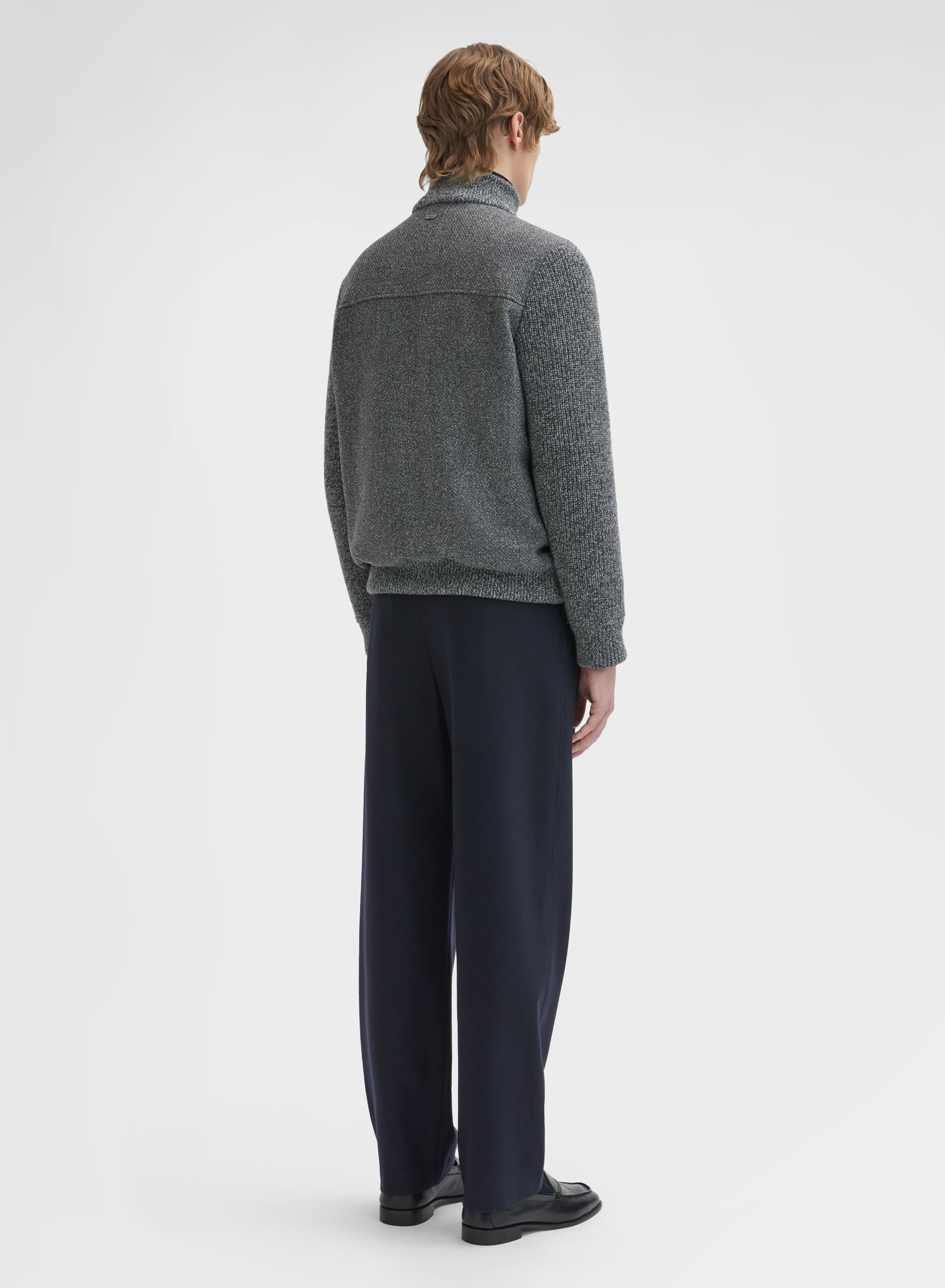 WOOL CASHMERE BOUCLE CABAN CHARCOAL