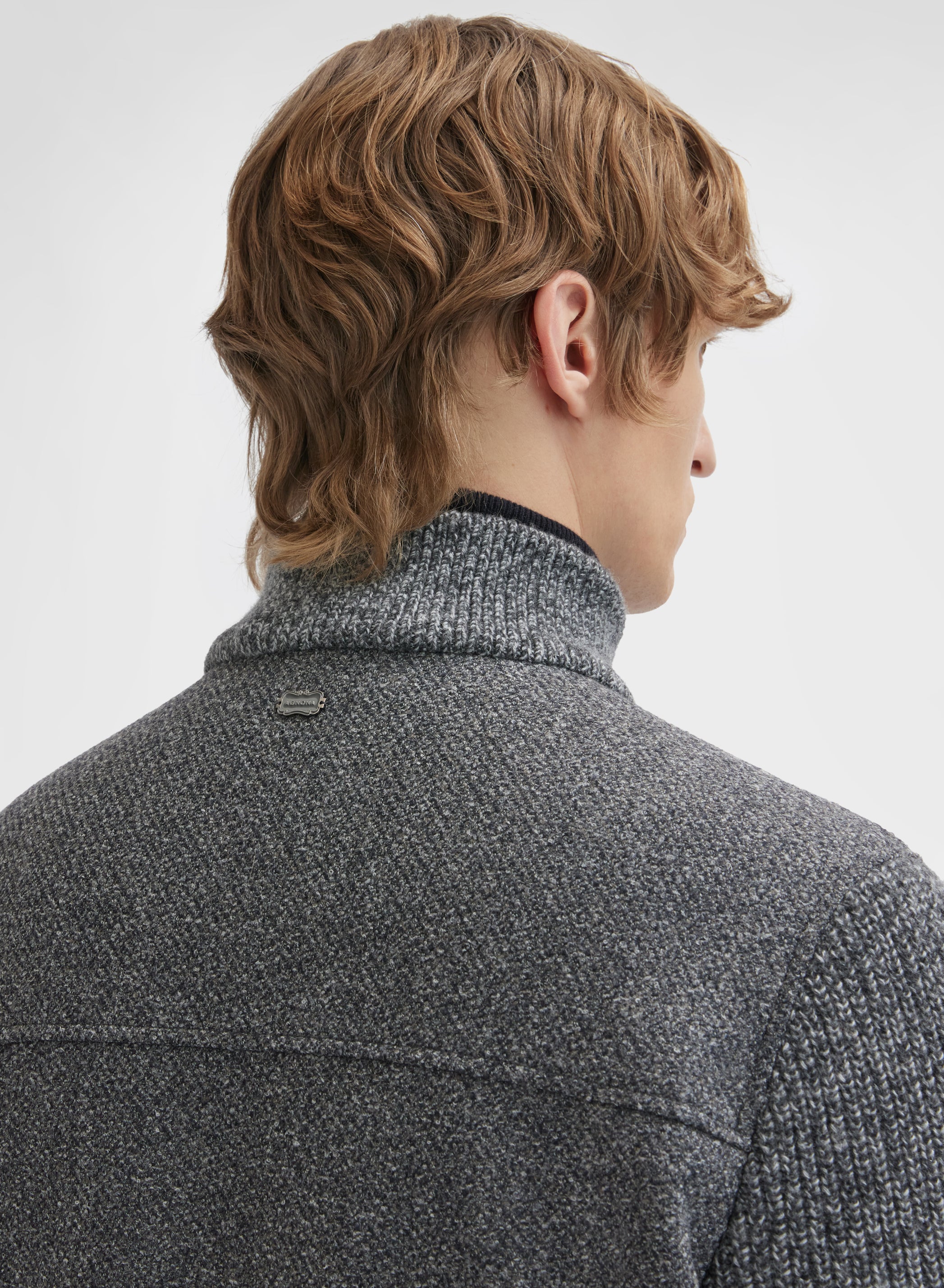 WOOL CASHMERE BOUCLE CABAN CHARCOAL