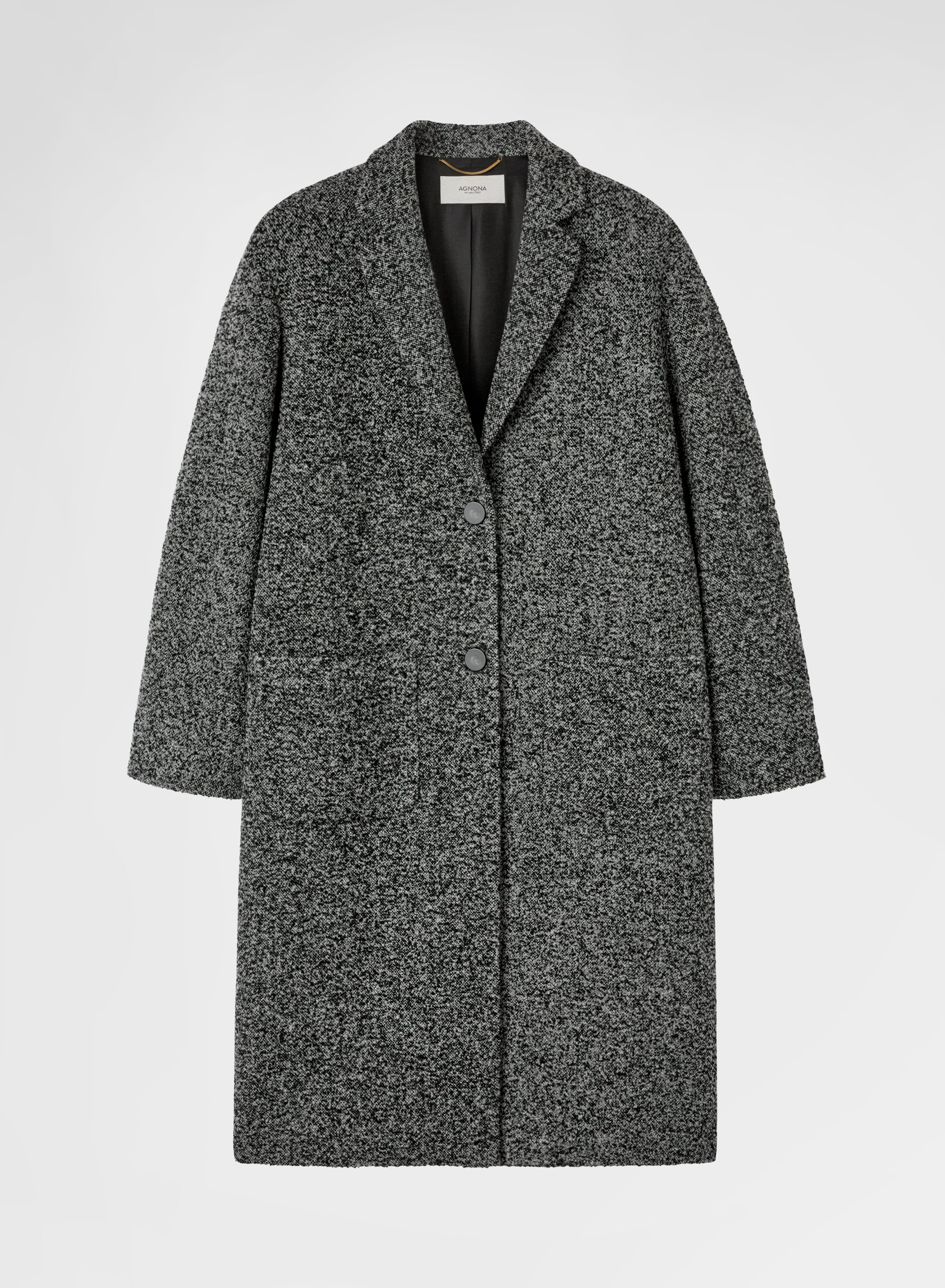 CASHMERE SPAZZOLINO BOUCLE COAT DARK GREY