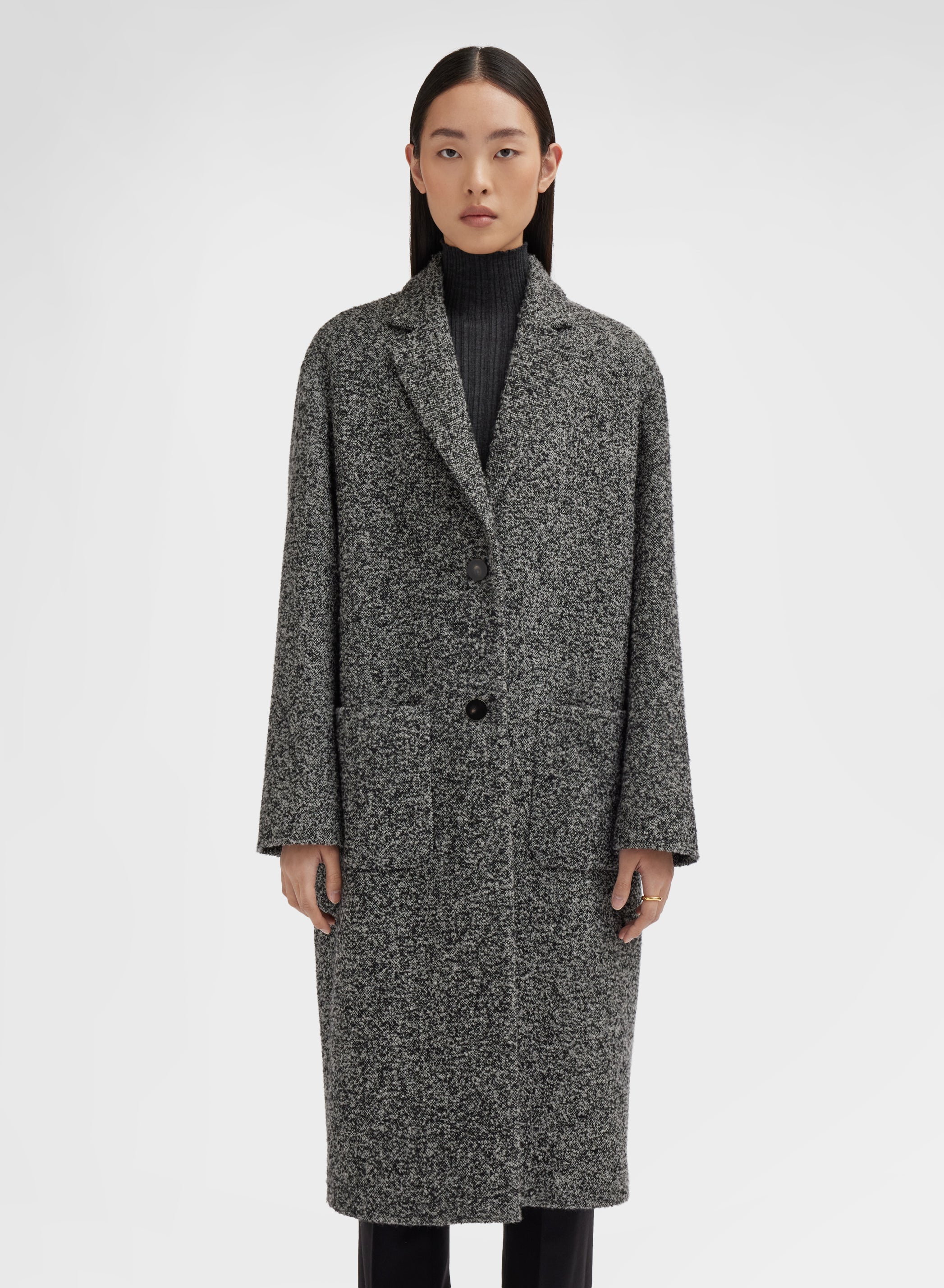 CASHMERE SPAZZOLINO BOUCLE COAT DARK GREY