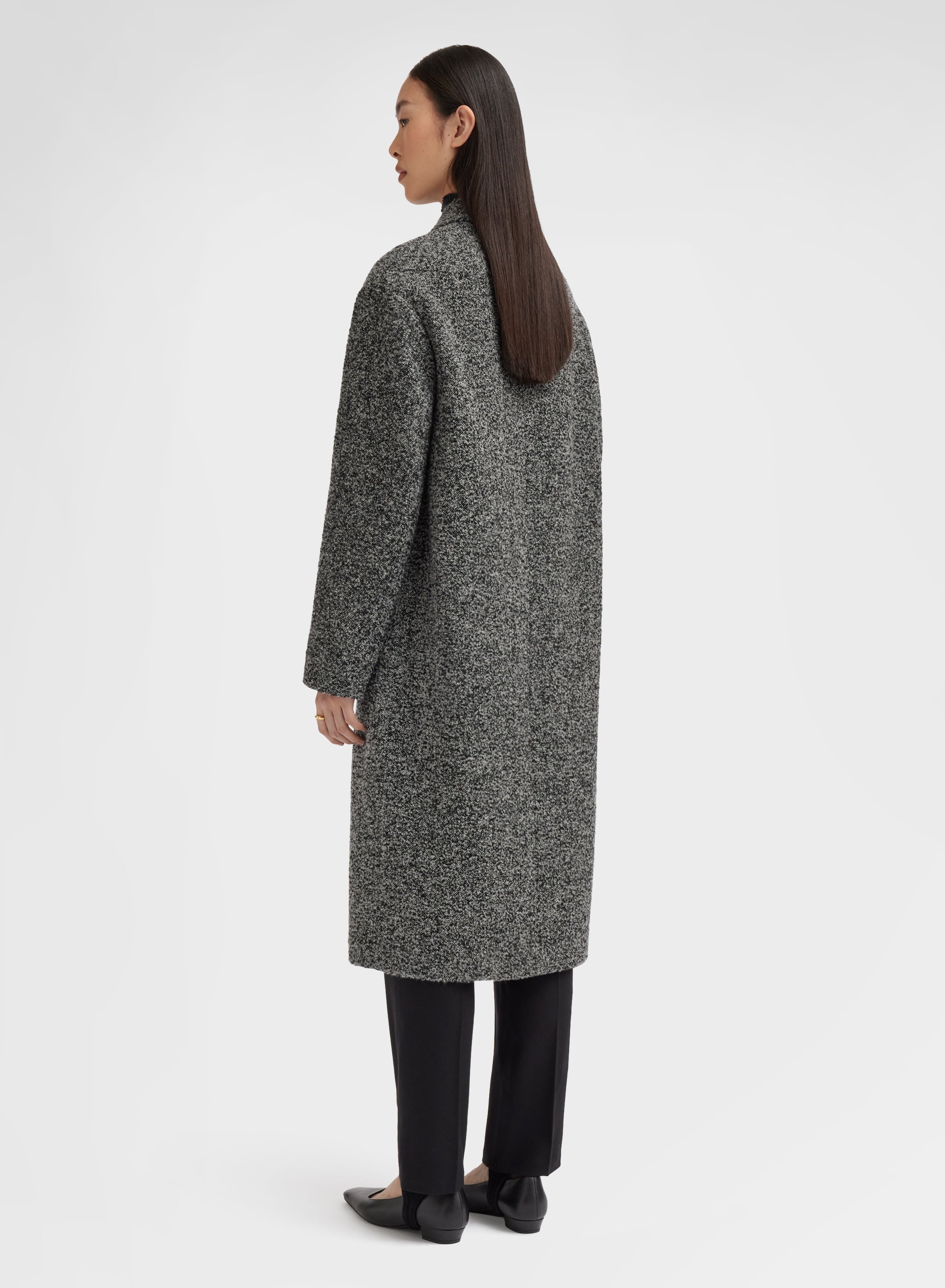 CASHMERE SPAZZOLINO BOUCLE COAT DARK GREY