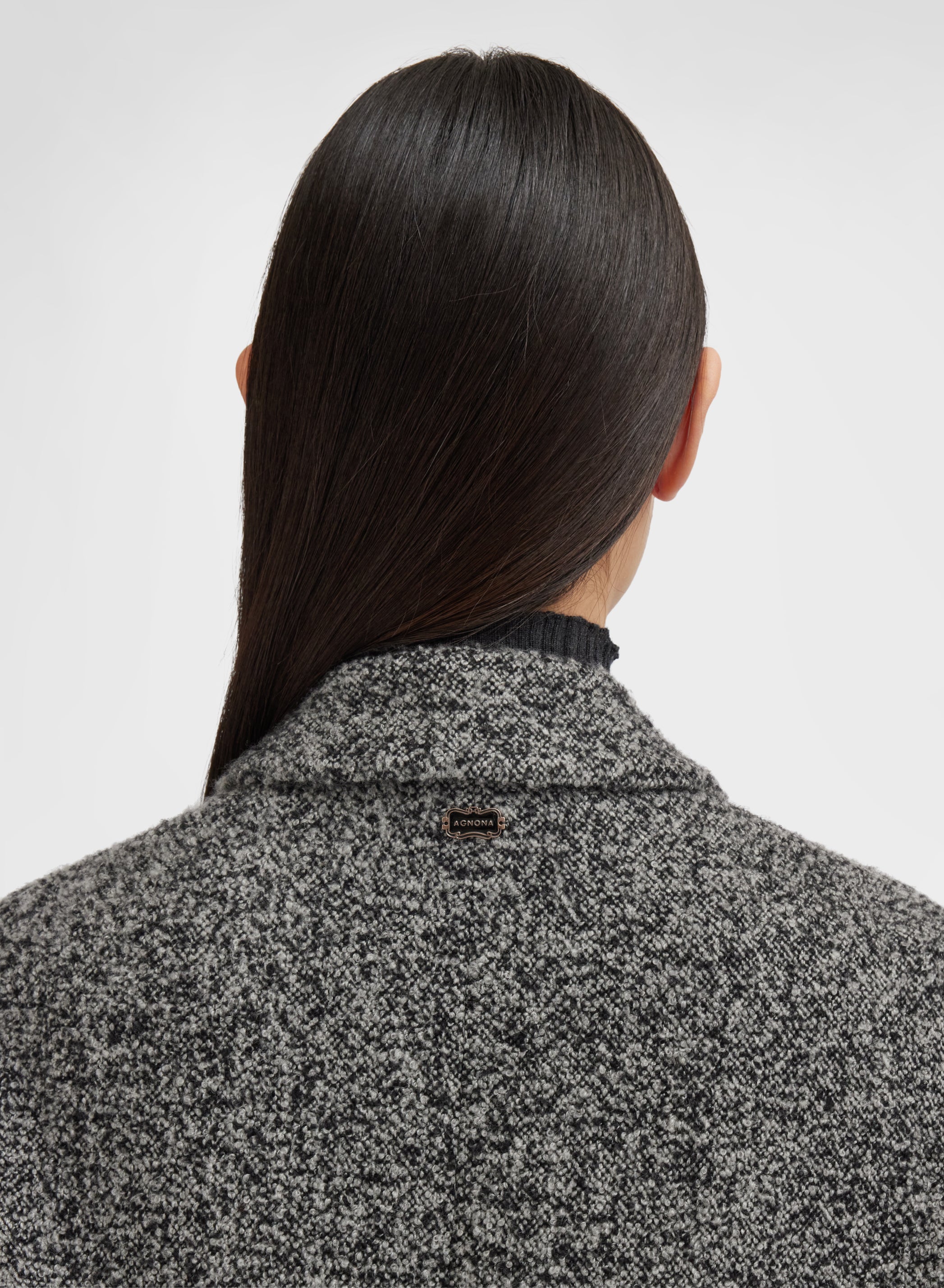 CASHMERE SPAZZOLINO BOUCLE COAT DARK GREY