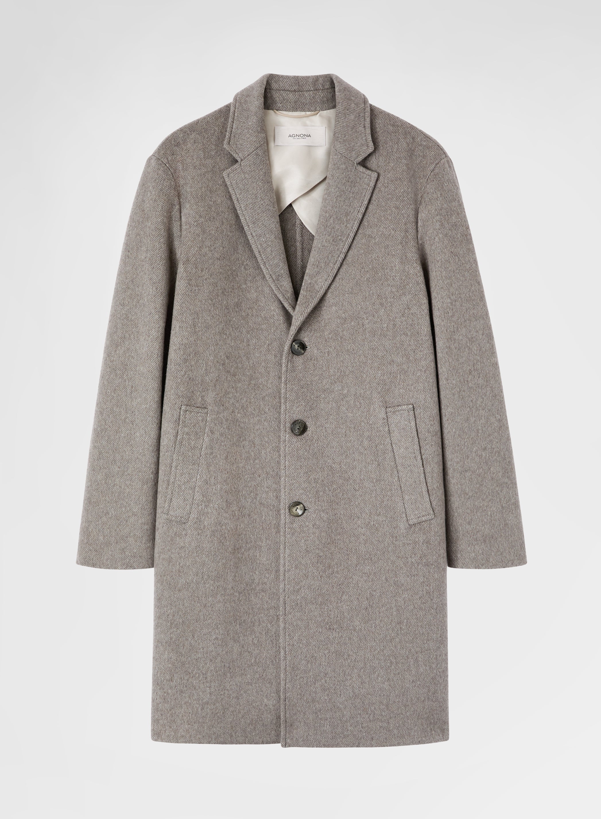 DIAGONAL DOUBLE FACE COAT SESAME