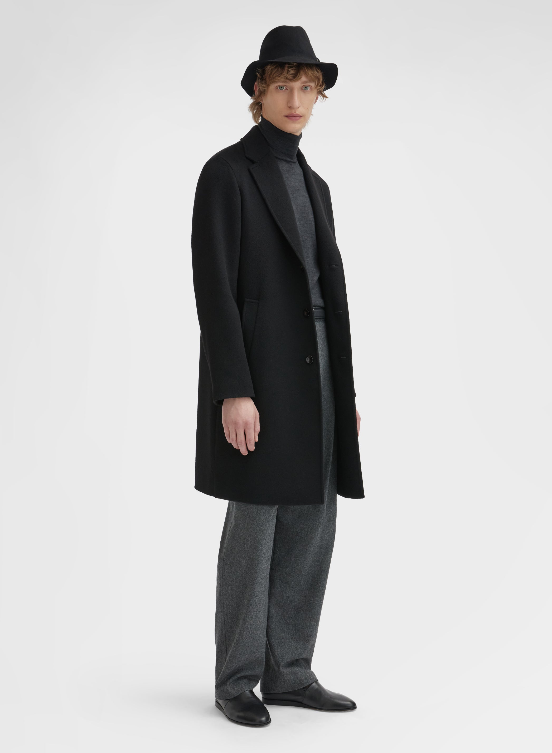 Pure Cashmere Coat Black Single-Breasted | Agnona