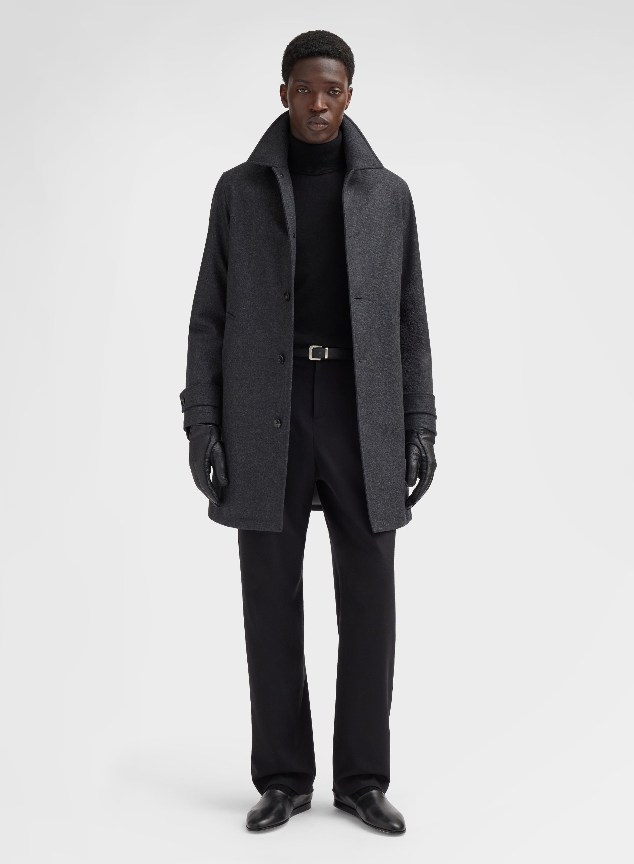 TEXTURED CASHMERE STORMLIGHT COAT CHARCOAL