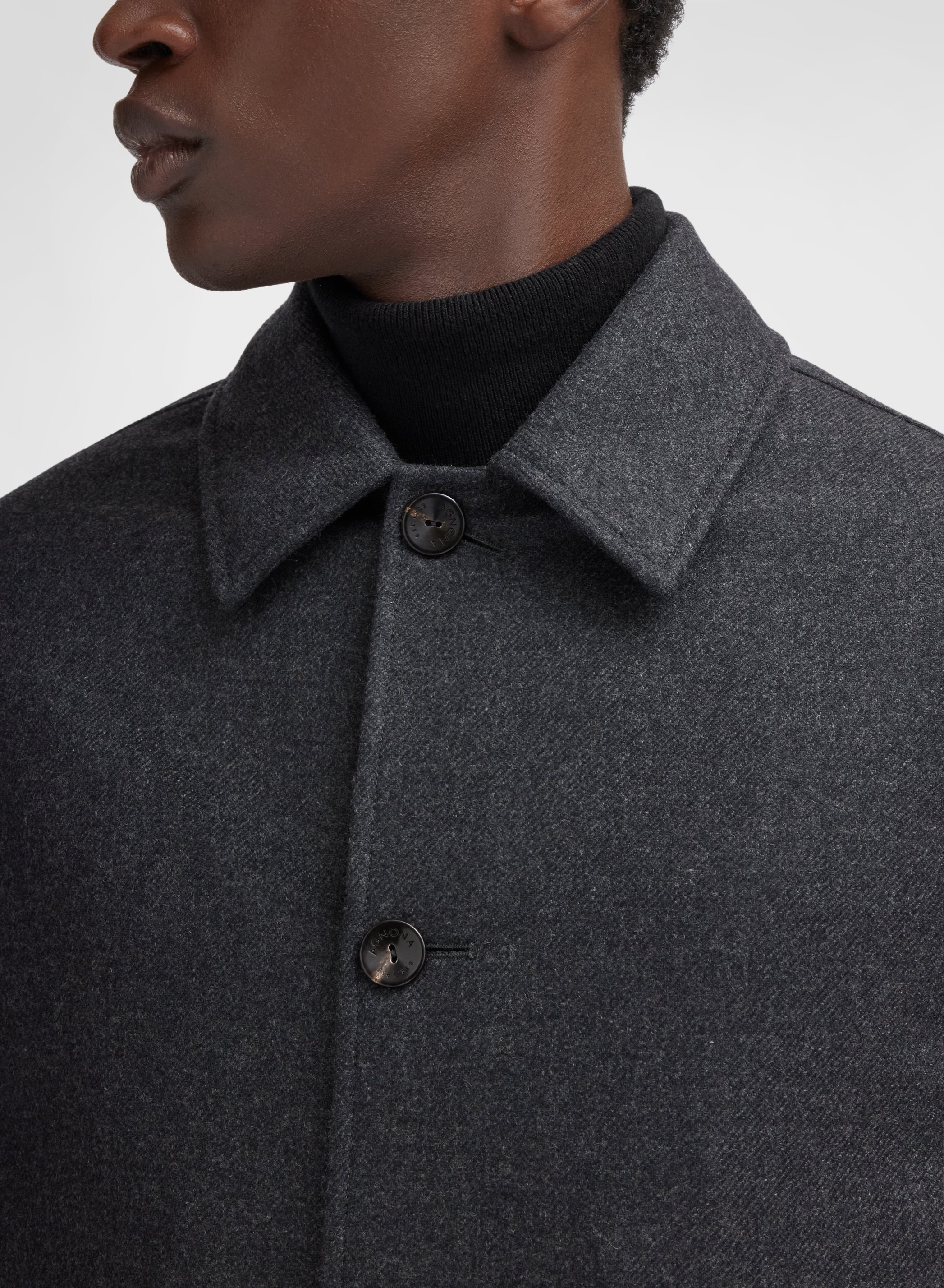 TEXTURED CASHMERE STORMLIGHT COAT CHARCOAL