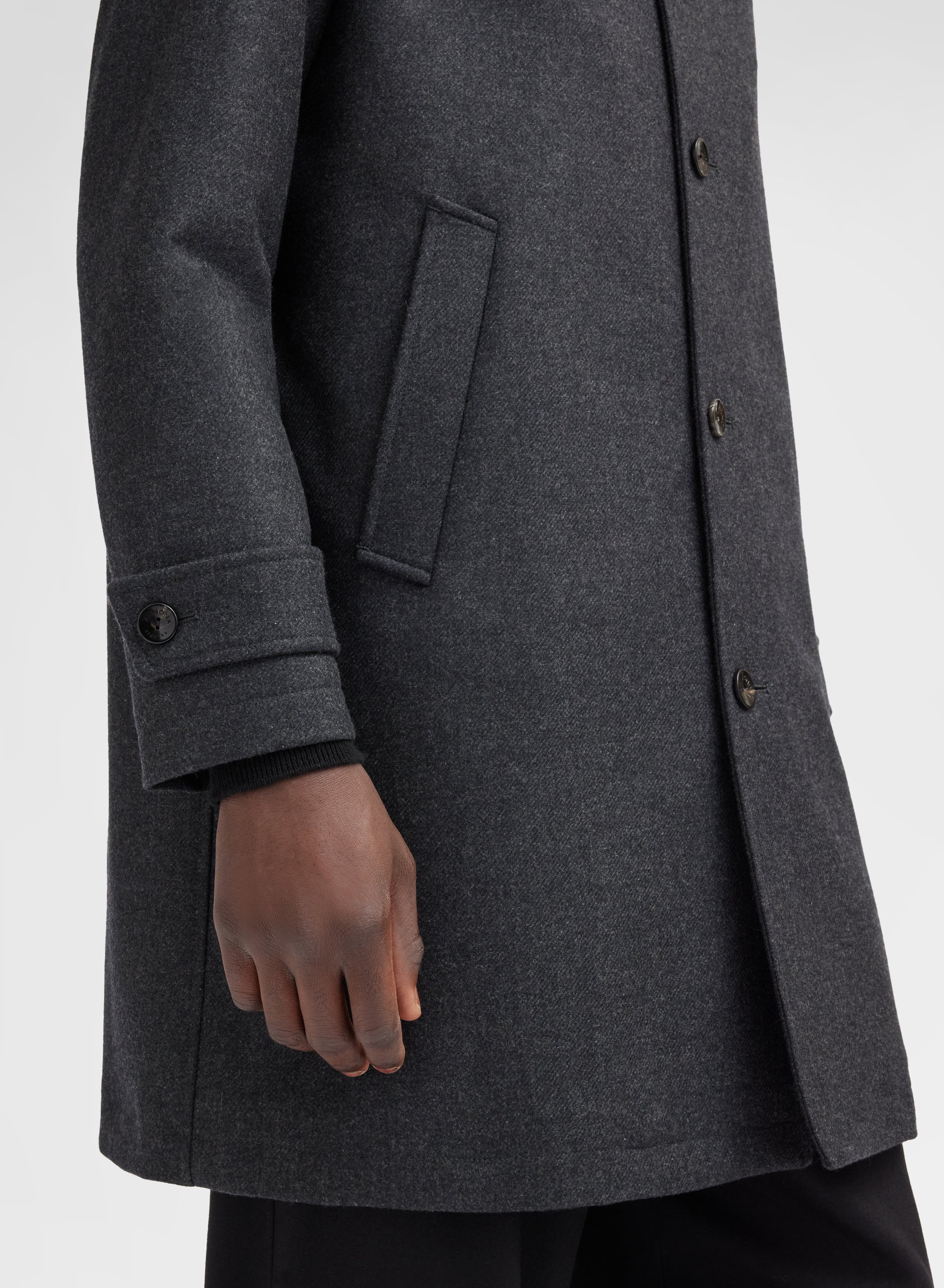 TEXTURED CASHMERE STORMLIGHT COAT CHARCOAL