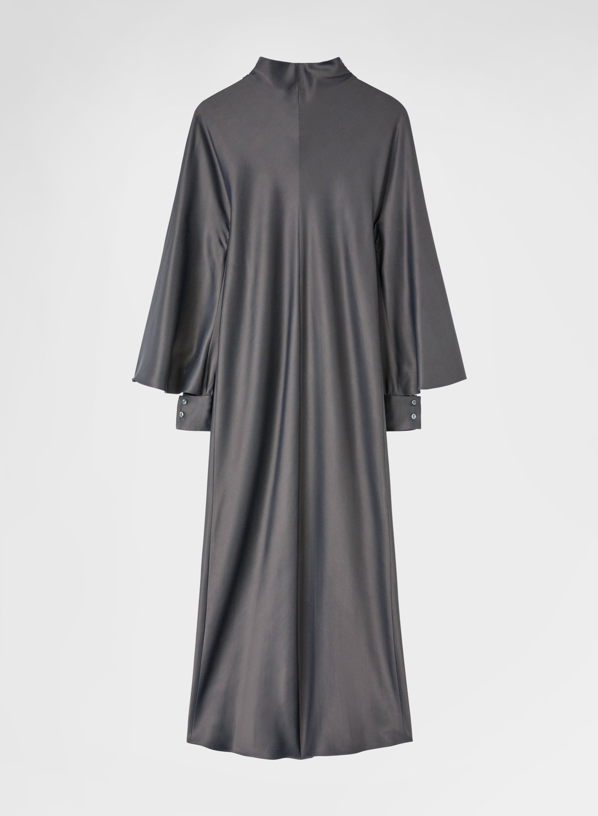 SHINY WOOL BLEND CADY DRESS DARK CUMINO