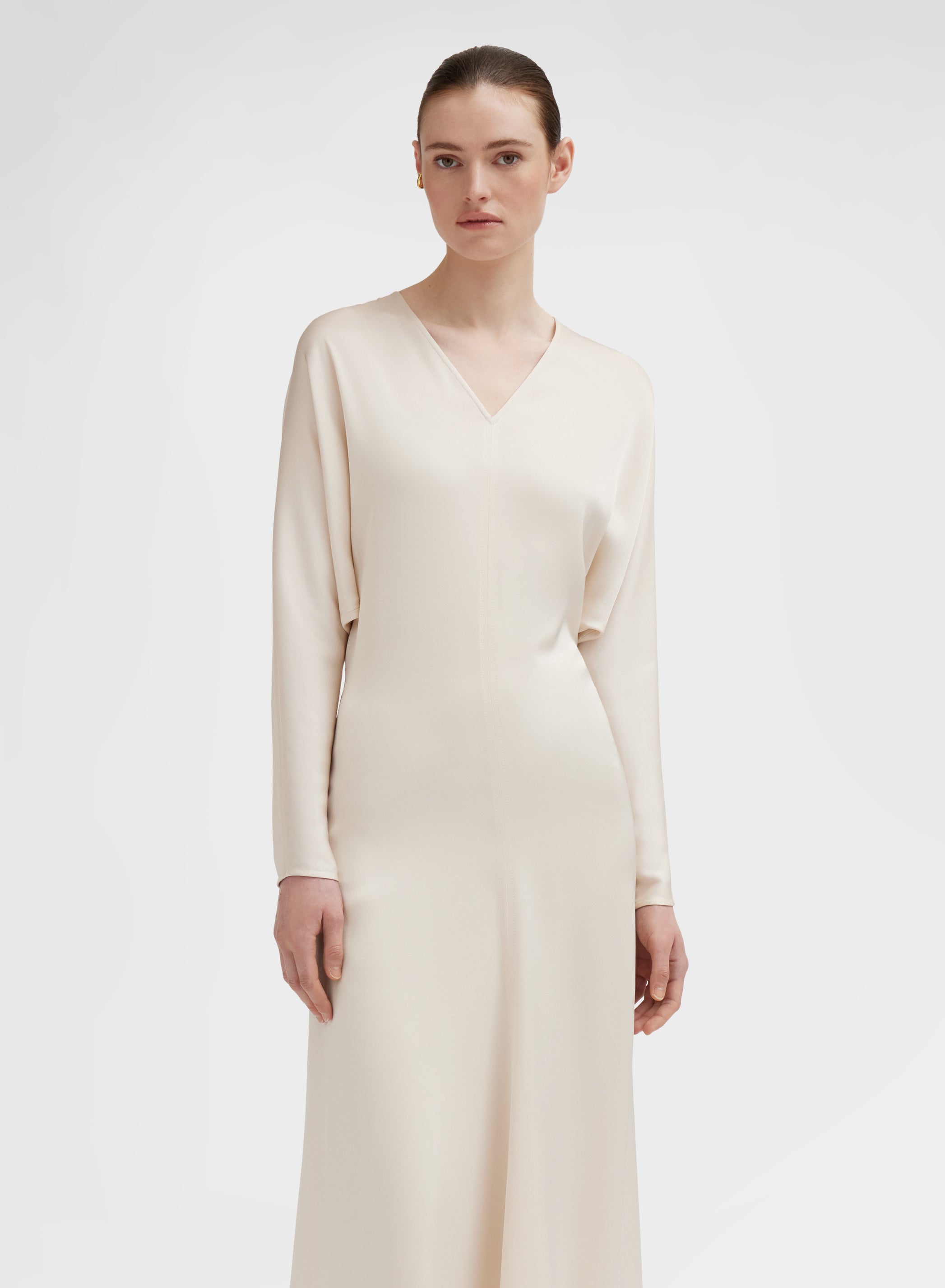 SILK BLEND SATIN DRESS CHAMPAGNE