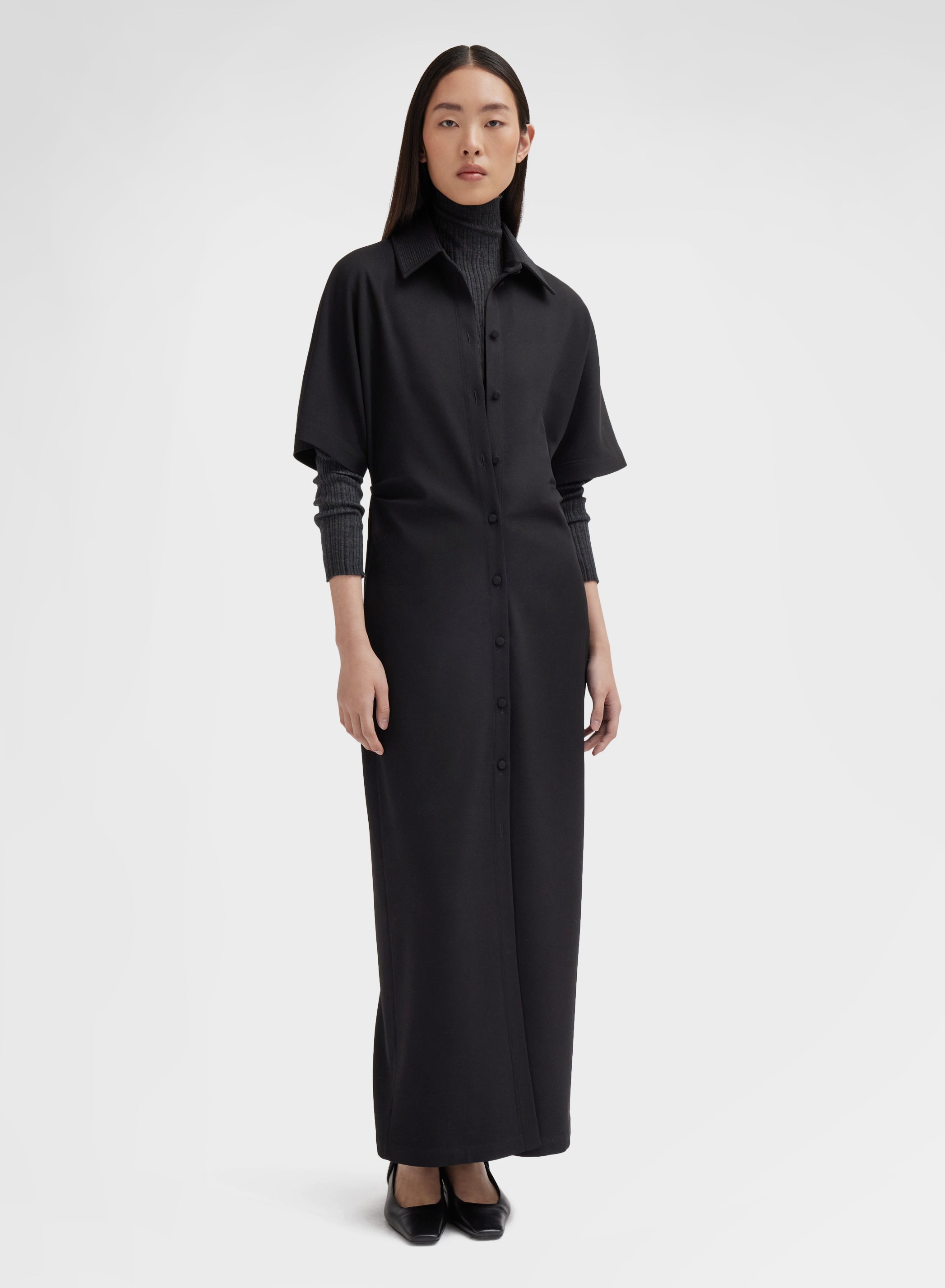 FLUID WOOL DRESS BLACK