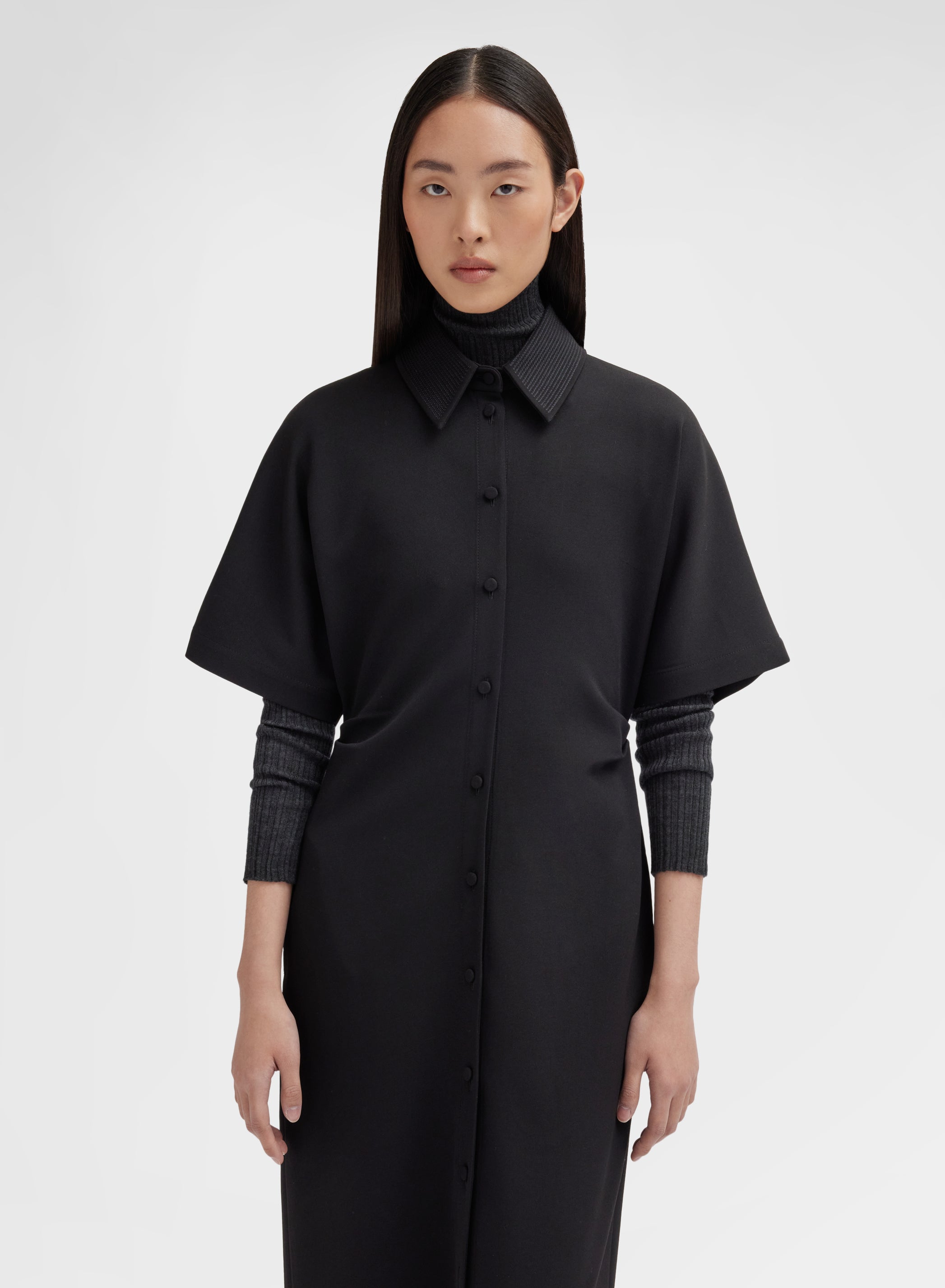 FLUID WOOL DRESS BLACK