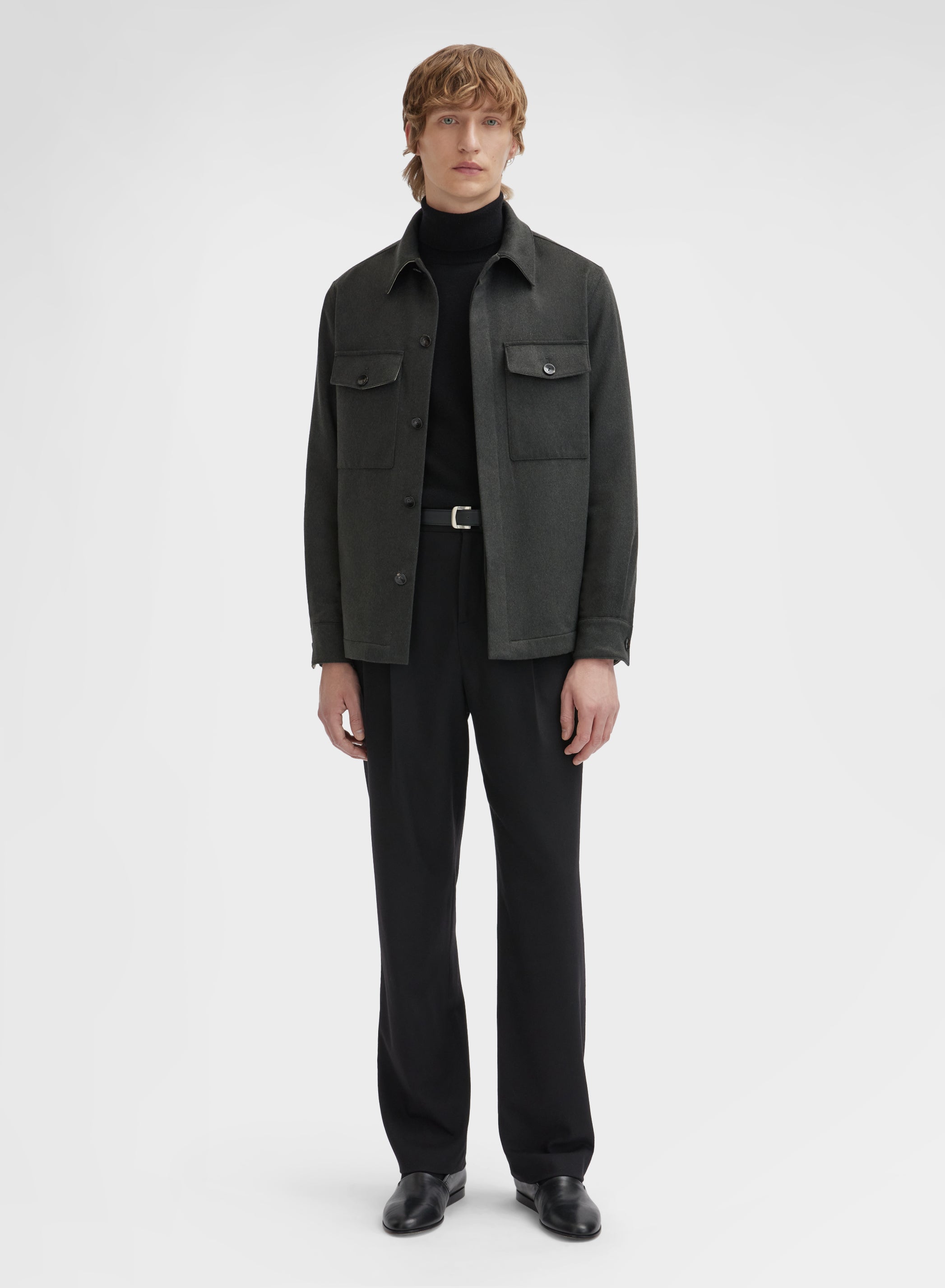 CASHMERE LIGHT OVERSHIRT BOTTLE GREEN