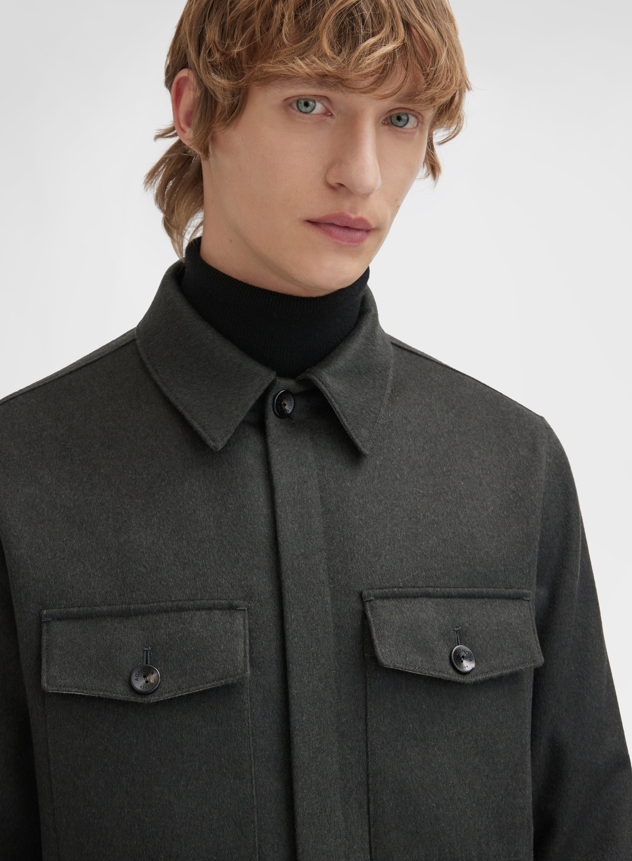 CASHMERE LIGHT OVERSHIRT BOTTLE GREEN
