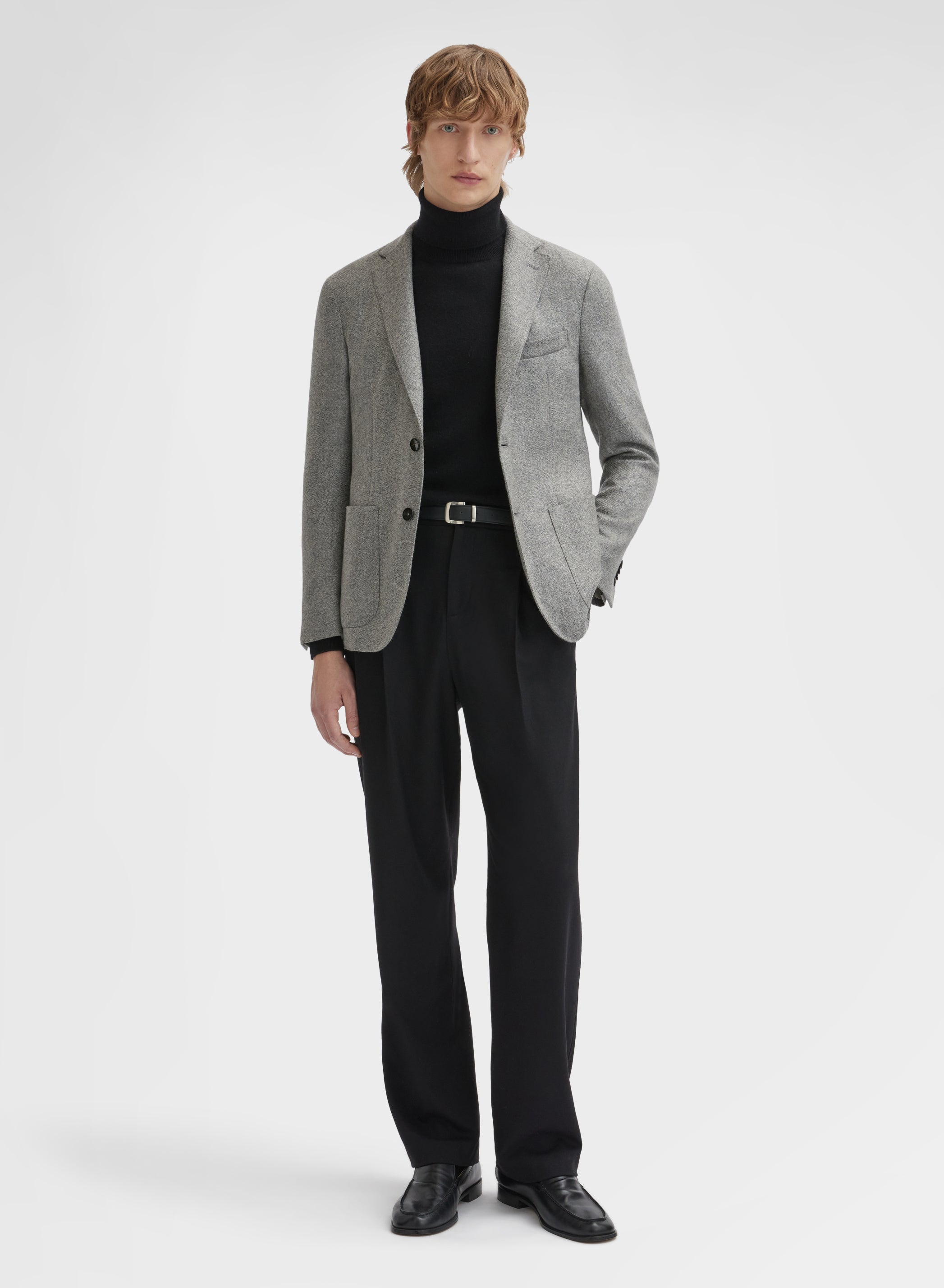 TEXTURED LIGHT CASHMERE JACKET FLANNEL